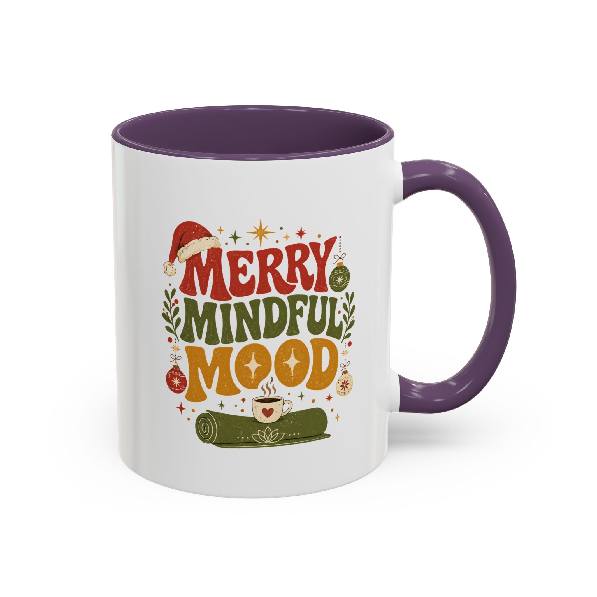 Modern Day Christmas Merry Mindful Mood Coffee Mug — Holiday Yoga & Relaxation Gift