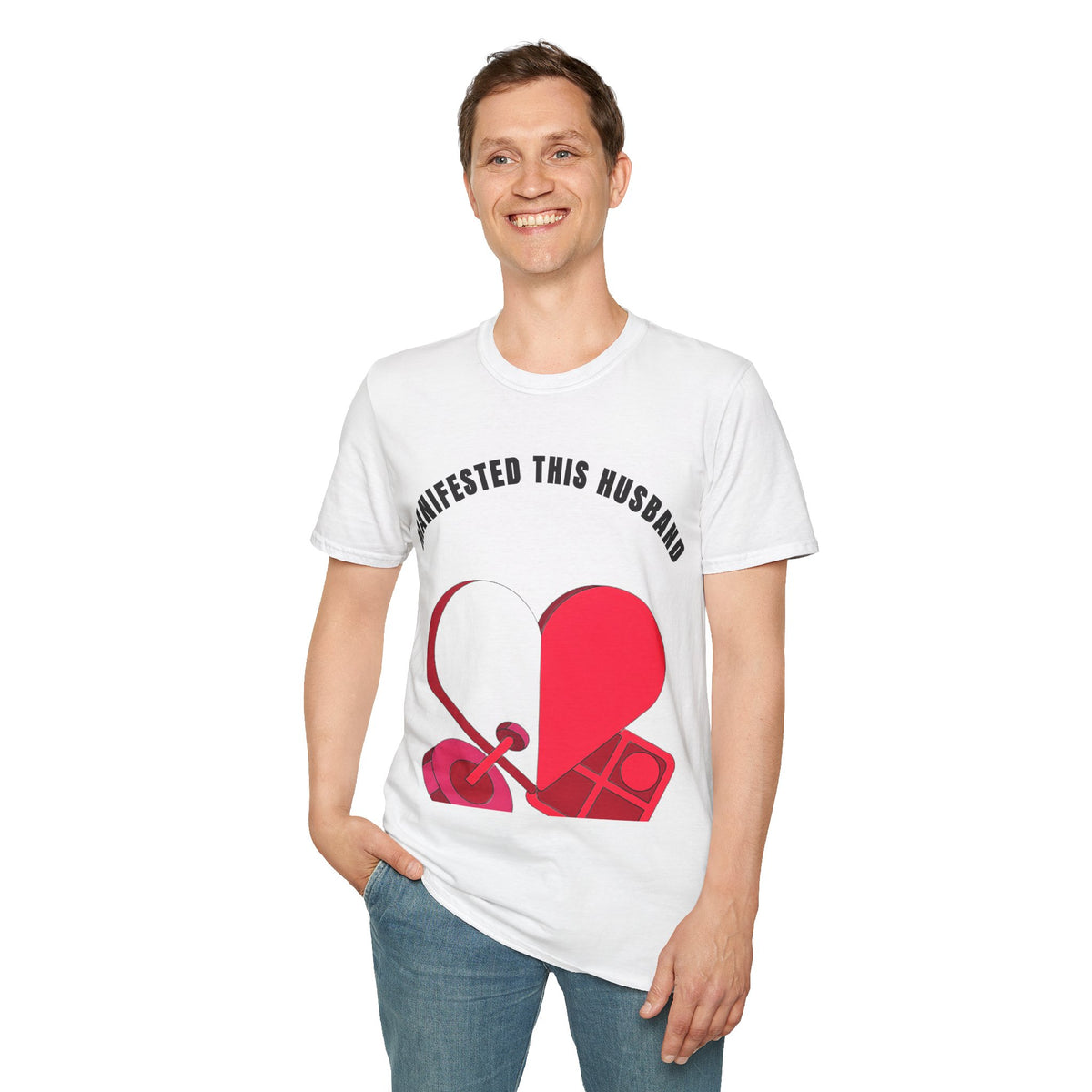 T-Shirt — "Manifested This Husband" Heart Graphic - Trending Now - September 2026