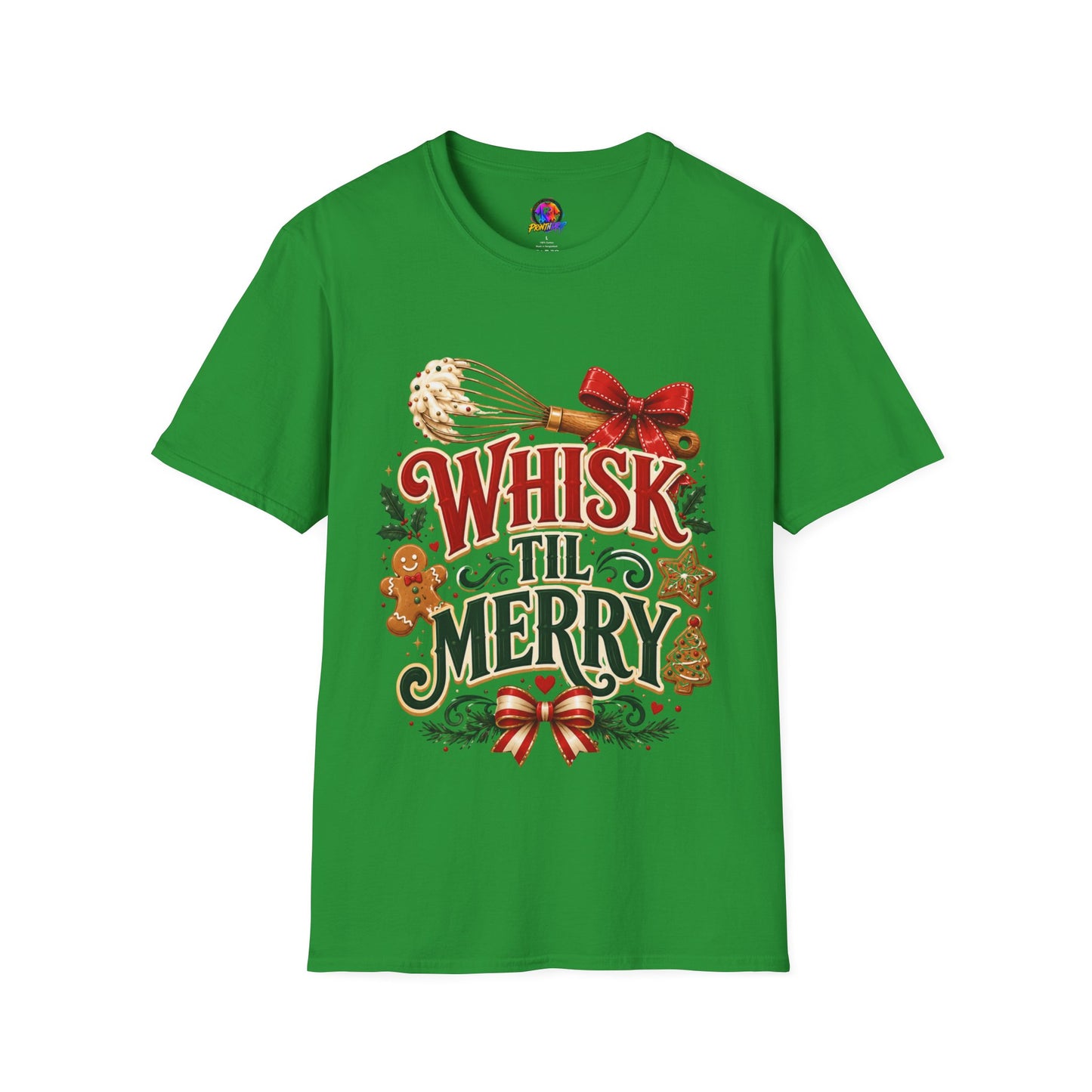 Christmas Baking T-Shirt — "Whisk 'Til Merry" Holiday Tee