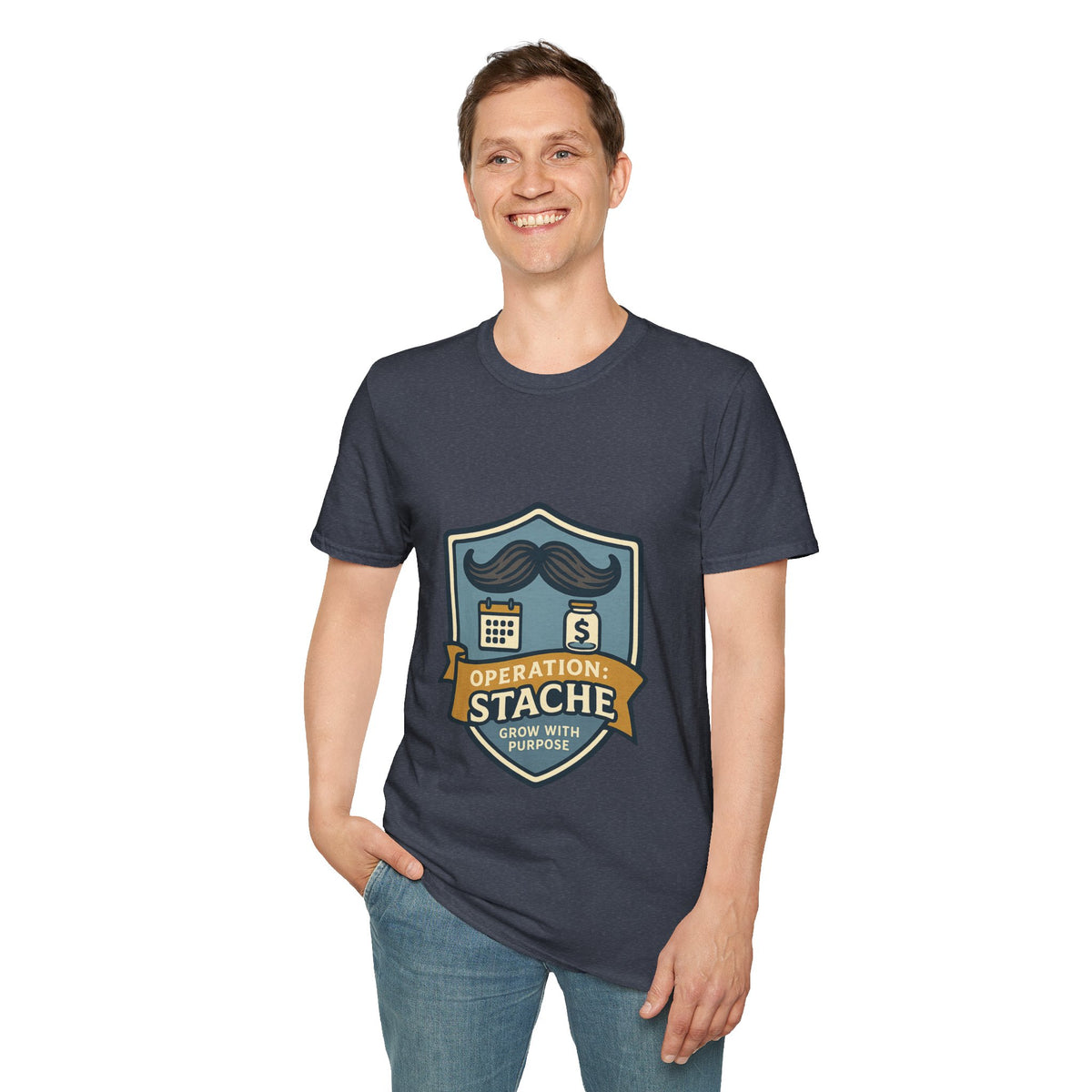 Mustache Badge T-Shirt — Stache Crest Graphic Tee - Trending Now - October 2026