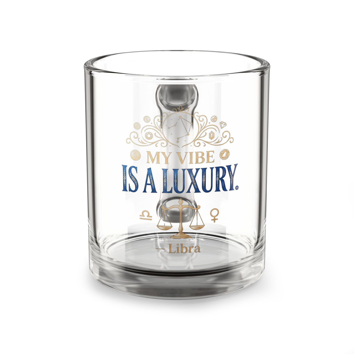 Libra Glass Mug - "My Vibe Is A Luxury" 10 oz Astrological Coffee Cup