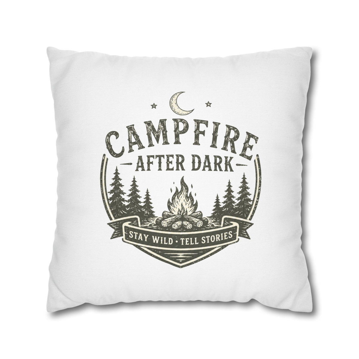 Campfire After Dark Pillowcase Milo Bailey Dog Dad Mom — Rustic Camping Throw Pillow Cover