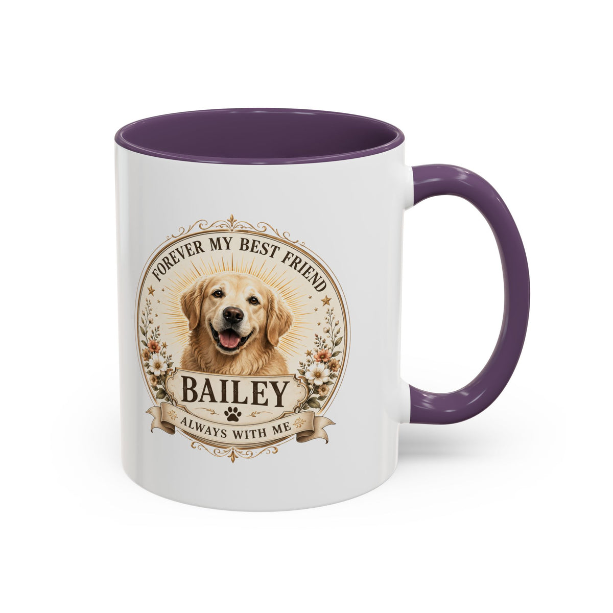Milo Bailey Dog Dad Mom Golden Retriever Memorial Coffee Mug – "Forever My Best Friend" Personalized Name Accent Mug
