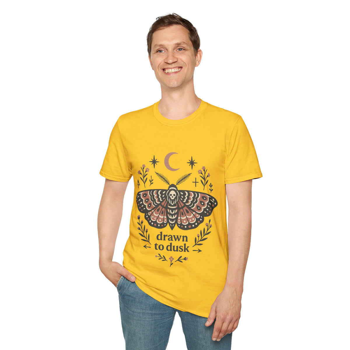 Mystic Moth T-Shirt — Crescent Moon & Floral Boho Graphic - Trending Now- August 2026
