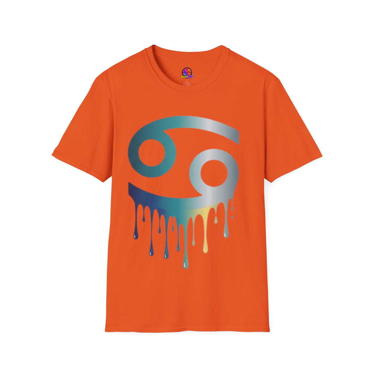 Cancer Zodiac T‑Shirt — Dripping Gradient Astrology Tee (Cancer Symbol)