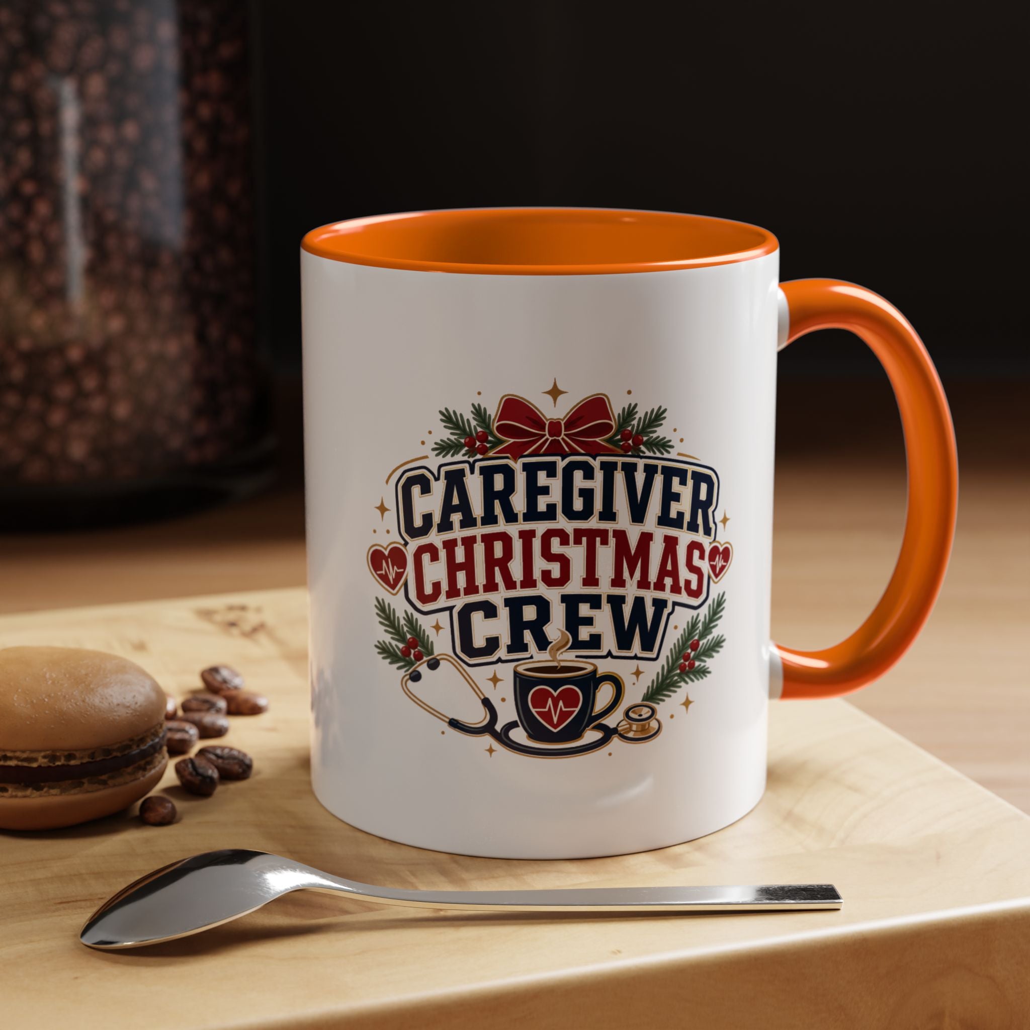Modern Day Christmas Caregiver Christmas Crew Accent Coffee Mug – Holiday Nurse & Caregiver Gift (11/15oz)