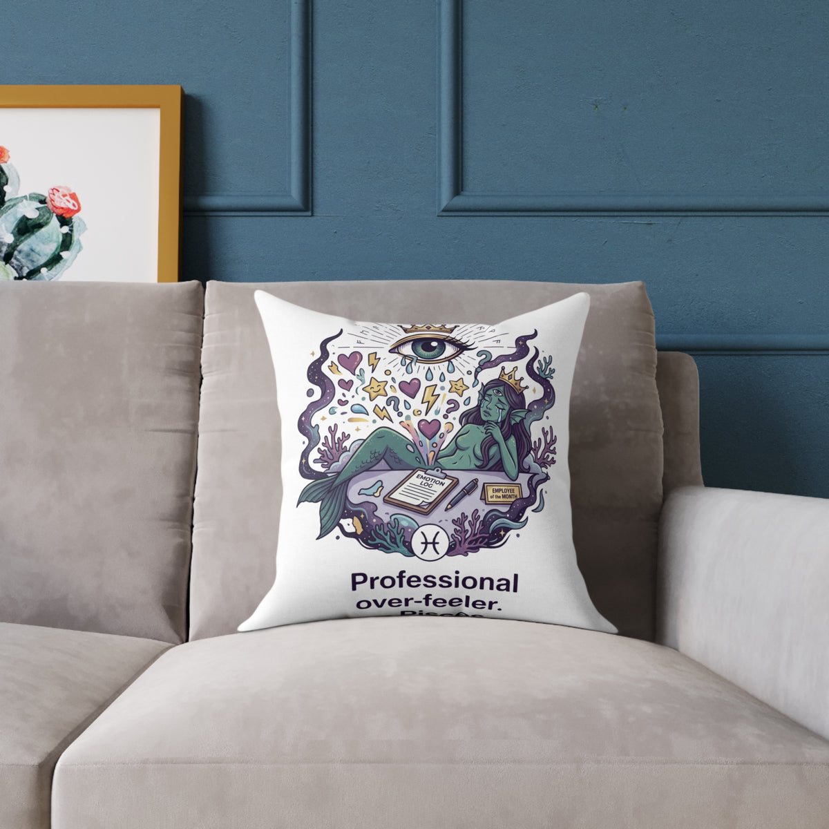 Pisces Zodiac Professional Over-feeler Square Poly Canvas Pillow