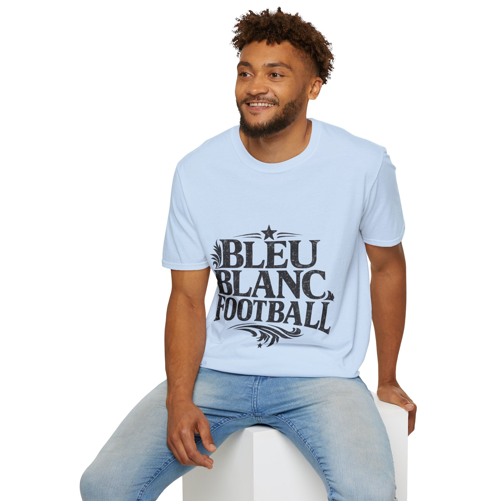 France Bleu Blanc Football T-Shirt — Vintage French Football Tee