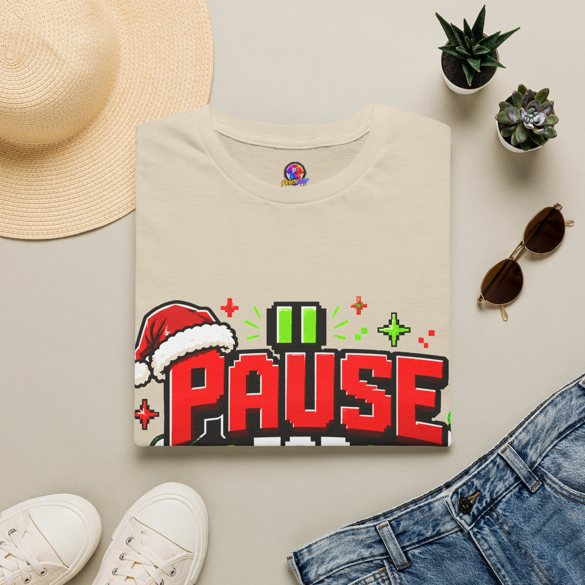 T-Shirt — "Pause for Presents" Christmas Gamer Tee