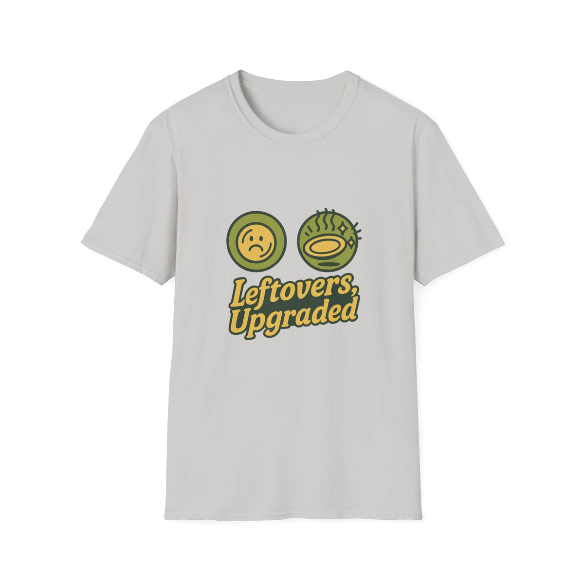 Leftovers Upgraded T-Shirt — Funny Foodie Tee with Soup & Smiley Icons - Trending Now - September 2026