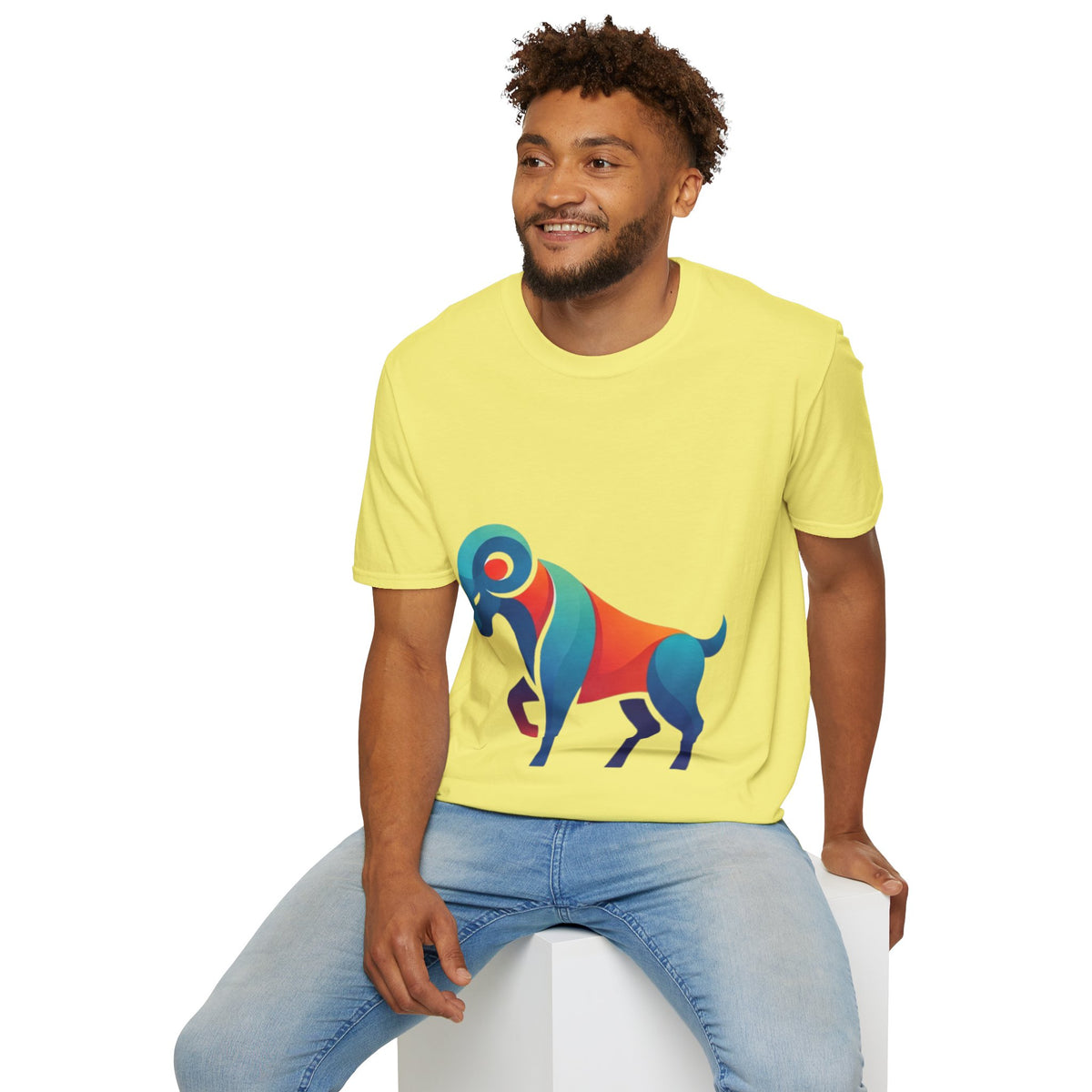 Ram Graphic T-Shirt — Colorful Geometric Sheep/Goat Art