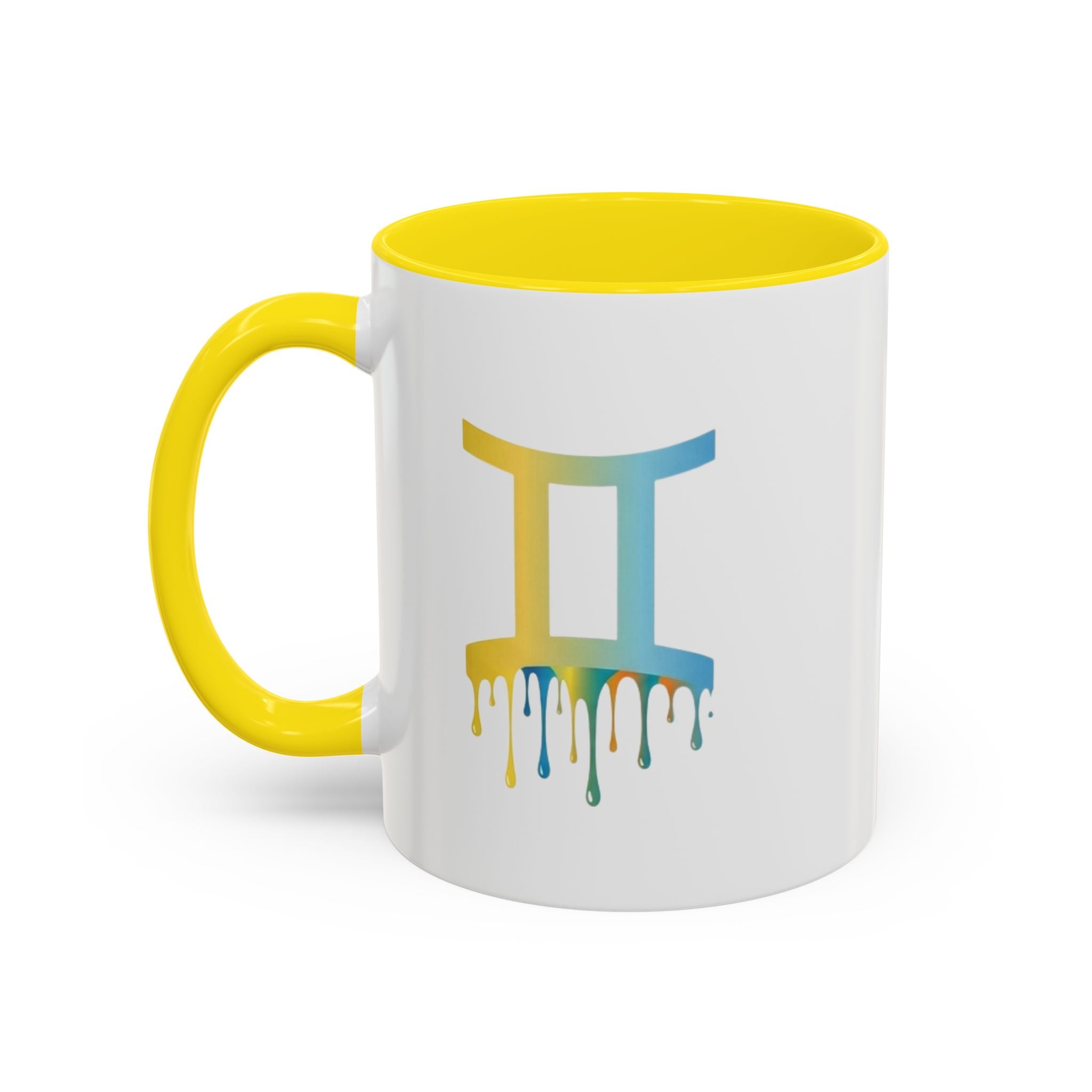 Gemini Zodiac Coffee Mug - Dripping Rainbow Gemini Symbol Accent Mug