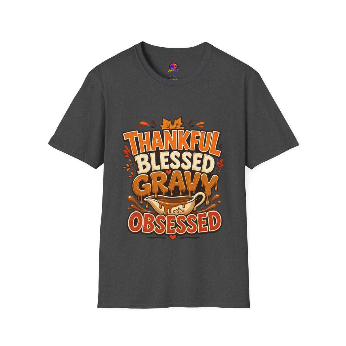 Thanksgiving T-shirt Thankful Blessed Gravy Obsessed T-Shirt — Thanksgiving Fall Turkey Dinner Tee