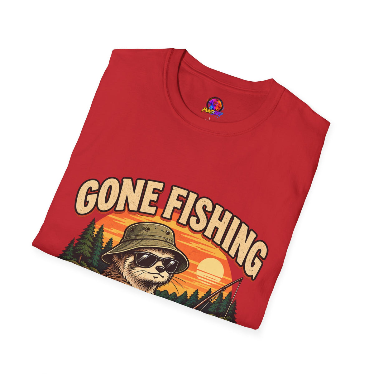 Funny And Witty T-Shirt — “Gone Fishing, Avoiding Feelings” Sloth Fishing Graphic Tee