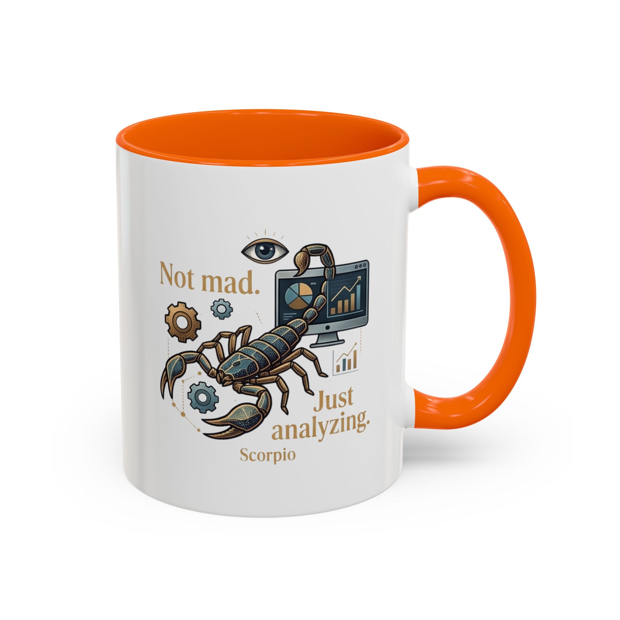 Scorpio Coffee Mug — "Not Mad. Just Analyzing." Accent 11/15oz