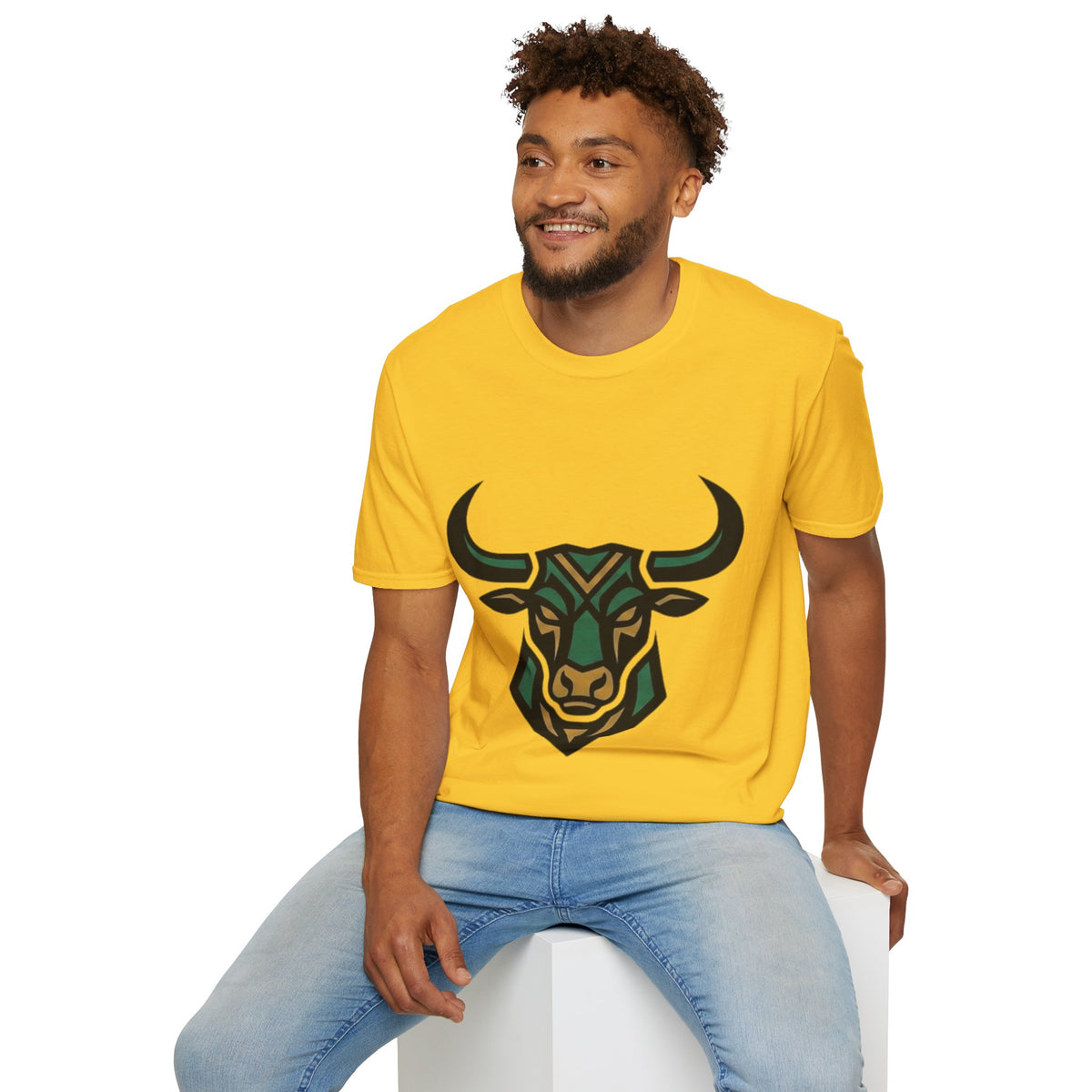 Taurus Bull Head T-Shirt — Geometric Tribal Bull Graphic Tee