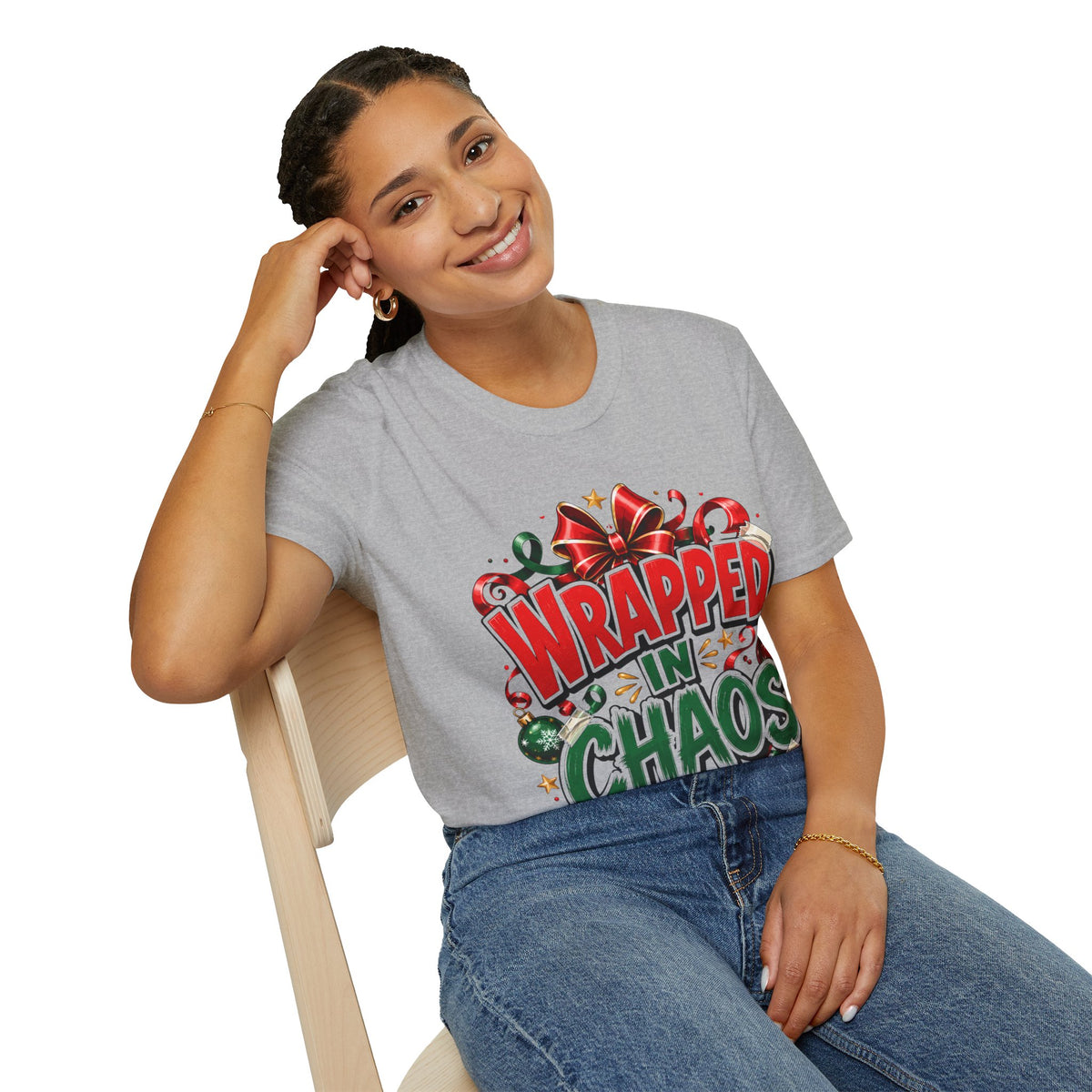 T-Shirt — "Wrapped in Chaos" Holiday Graphic Tee