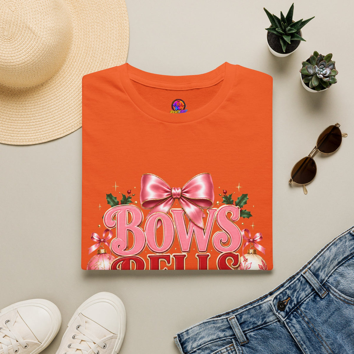 T-Shirt — Bows Bells Bliss Christmas Graphic Tee