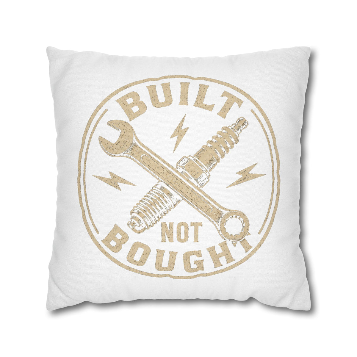 Built Not Bought Garage Milo Bailey Dog Dad Mom Pillowcase — Mechanic Tool Spark Plug Accent Pillowcase