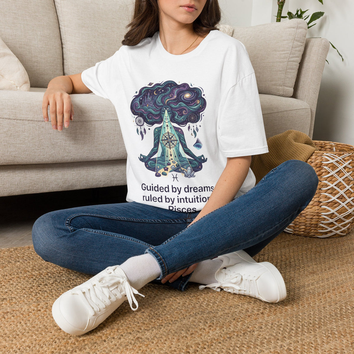 Pisces Zodiac Meditative Pisces T‑Shirt — 'Guided by dreams, ruled by intuition' Zodiac Tee
