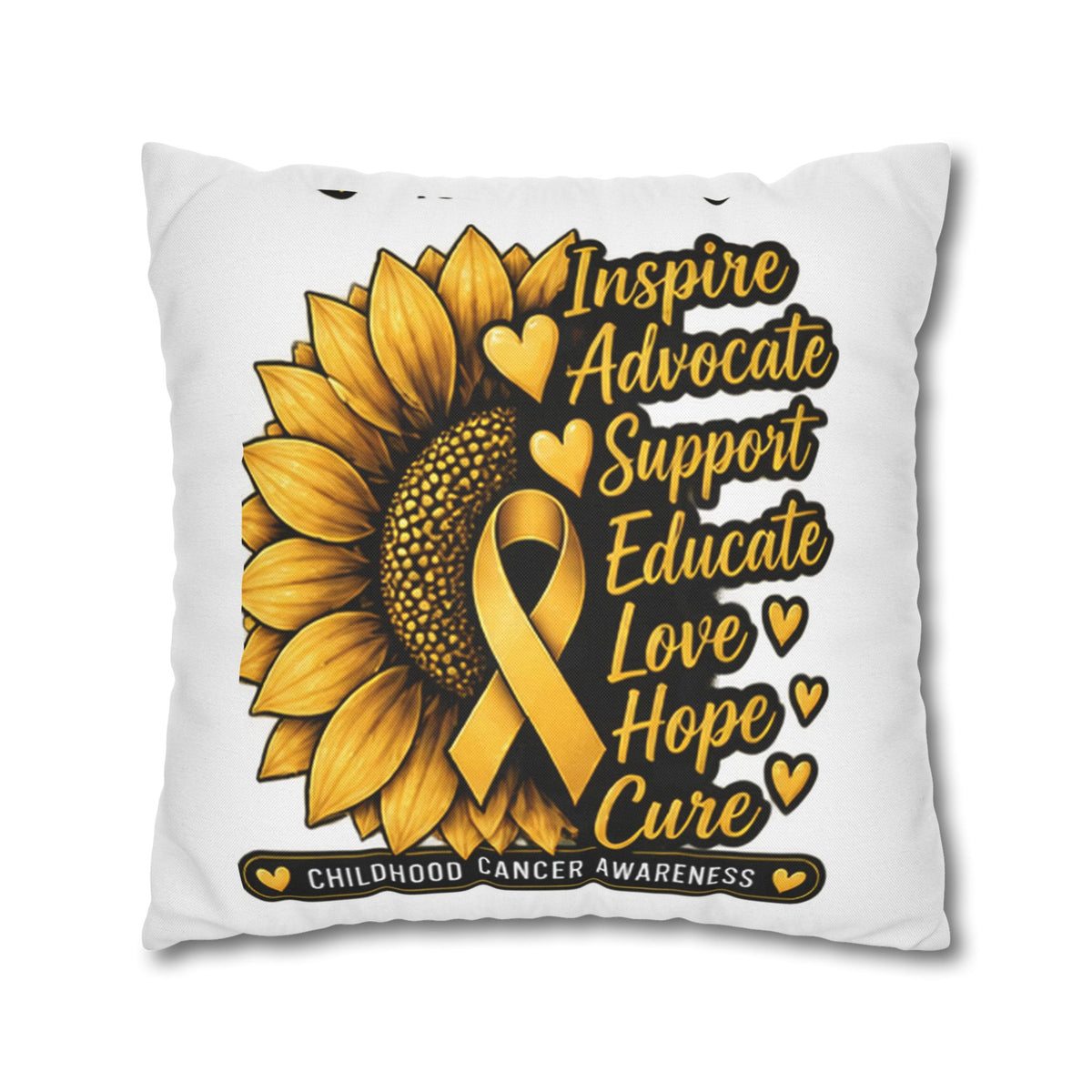 Childhood Cancer Awareness Sunflower Support Pillowcase
