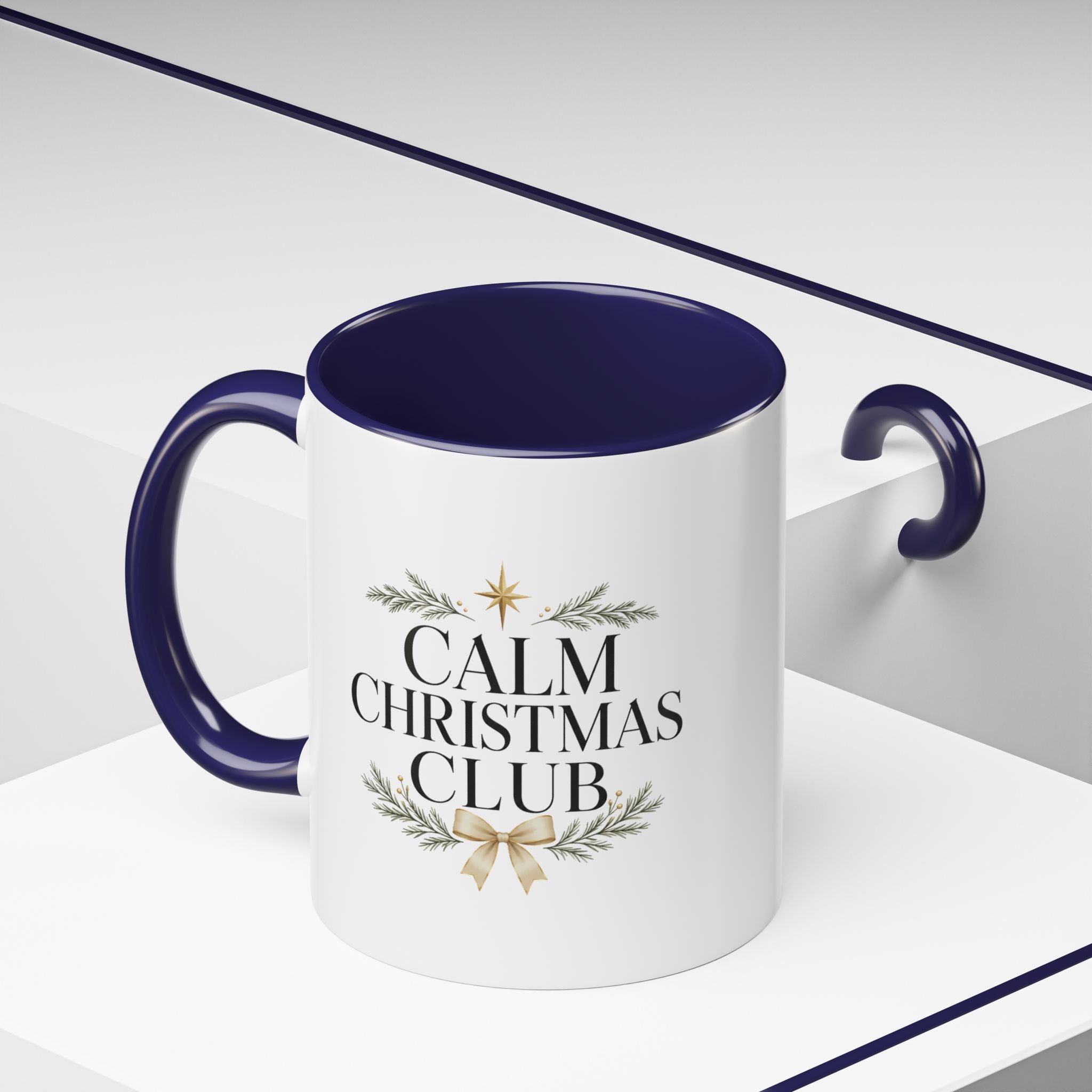 Christmas Calm Christmas Club Accent Coffee Mug — Holiday Floral Wreath