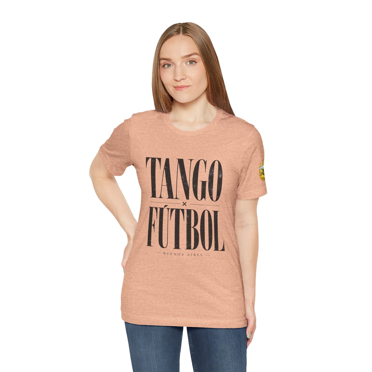 Argentina - Tango y Fútbol Graphic Tee - Bold Serif Soccer & Dance Shirt
