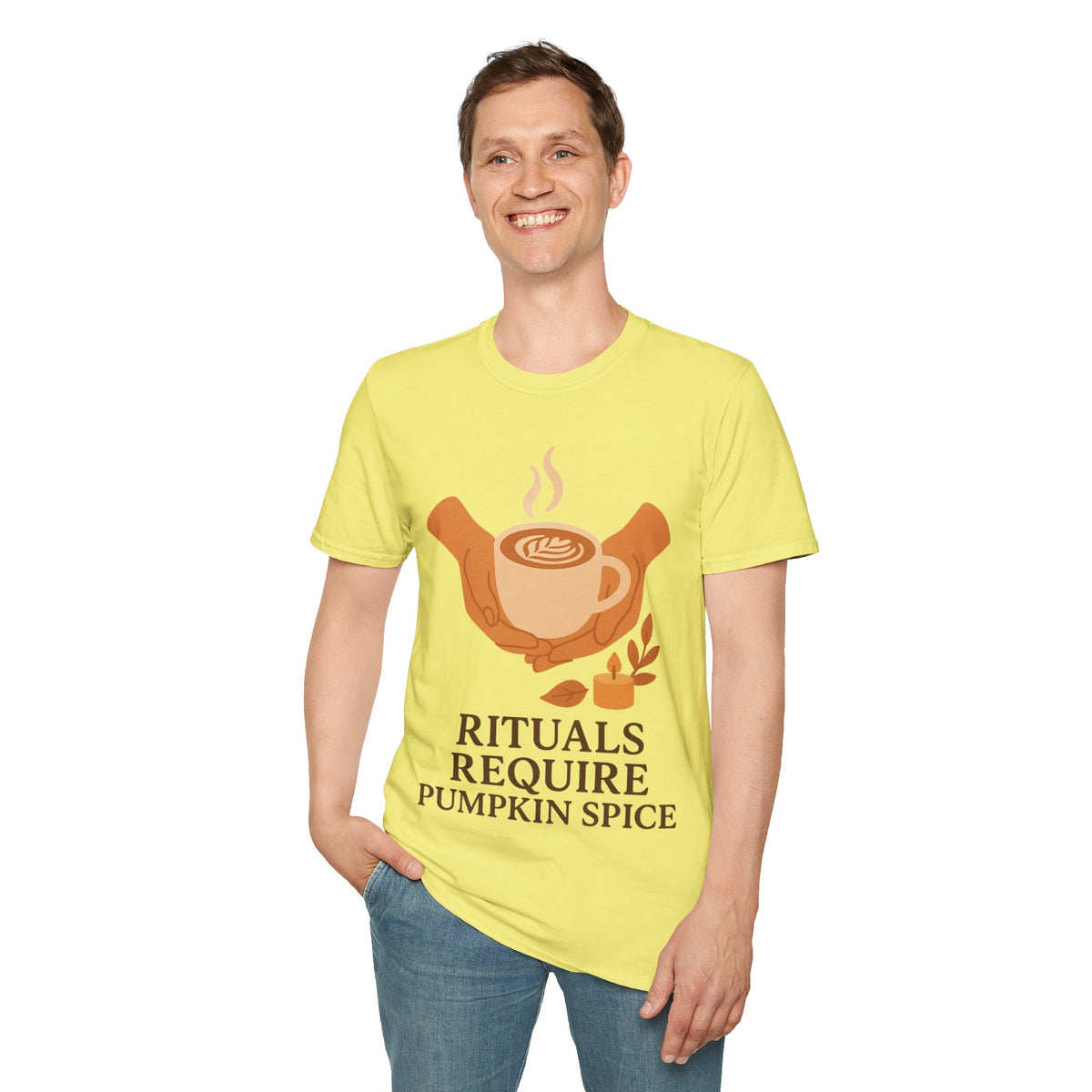 Rituals Require Pumpkin Spice Graphic Tee, Cozy Autumn Coffee Latte T-Shirt - Trending Now - September 2026
