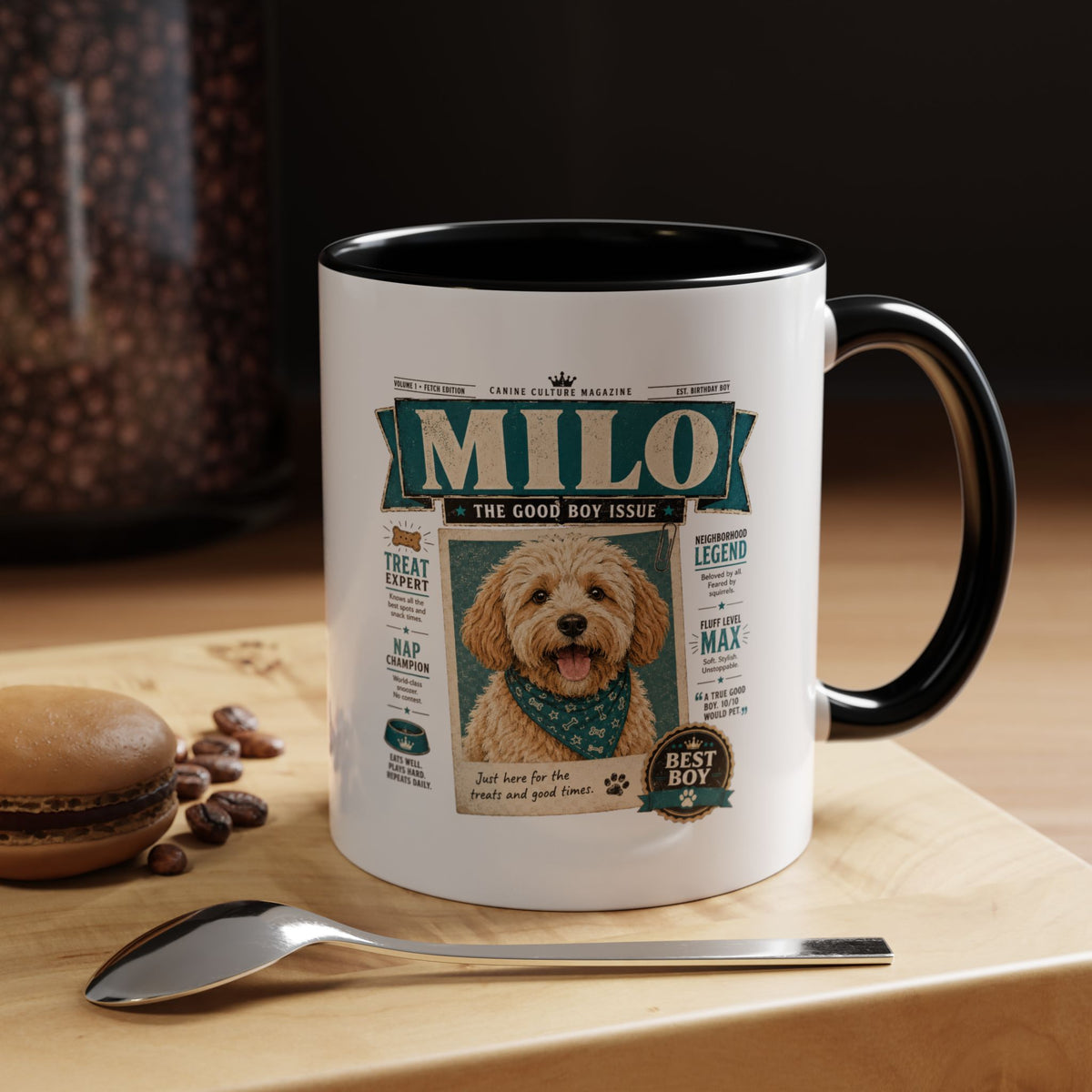 Milo Bailey Dog Dad Mom Personalized Dog Mug – “Milo” Good Boy Vintage Pet Coffee Mug