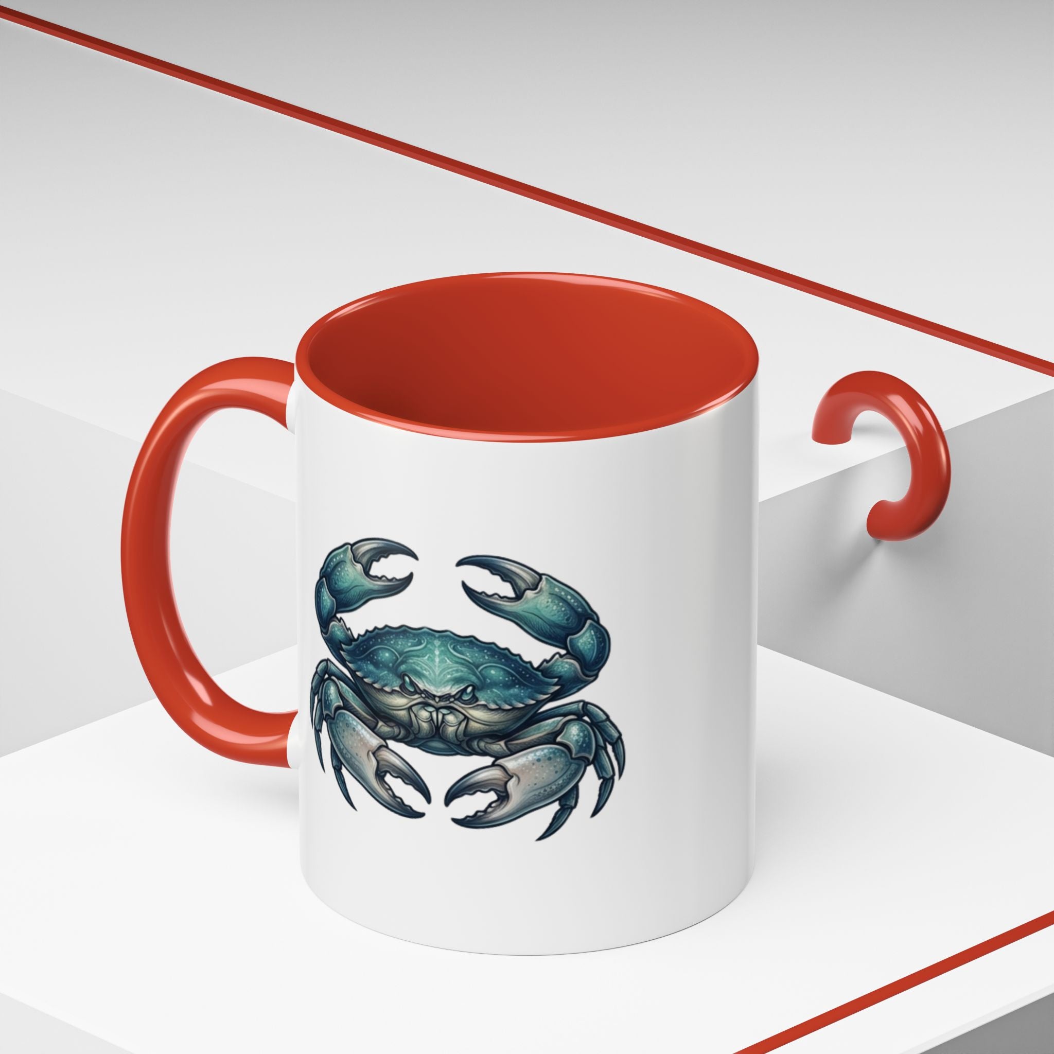 Crab Accent Coffee Mug – Blue Coastal Crab Artwork