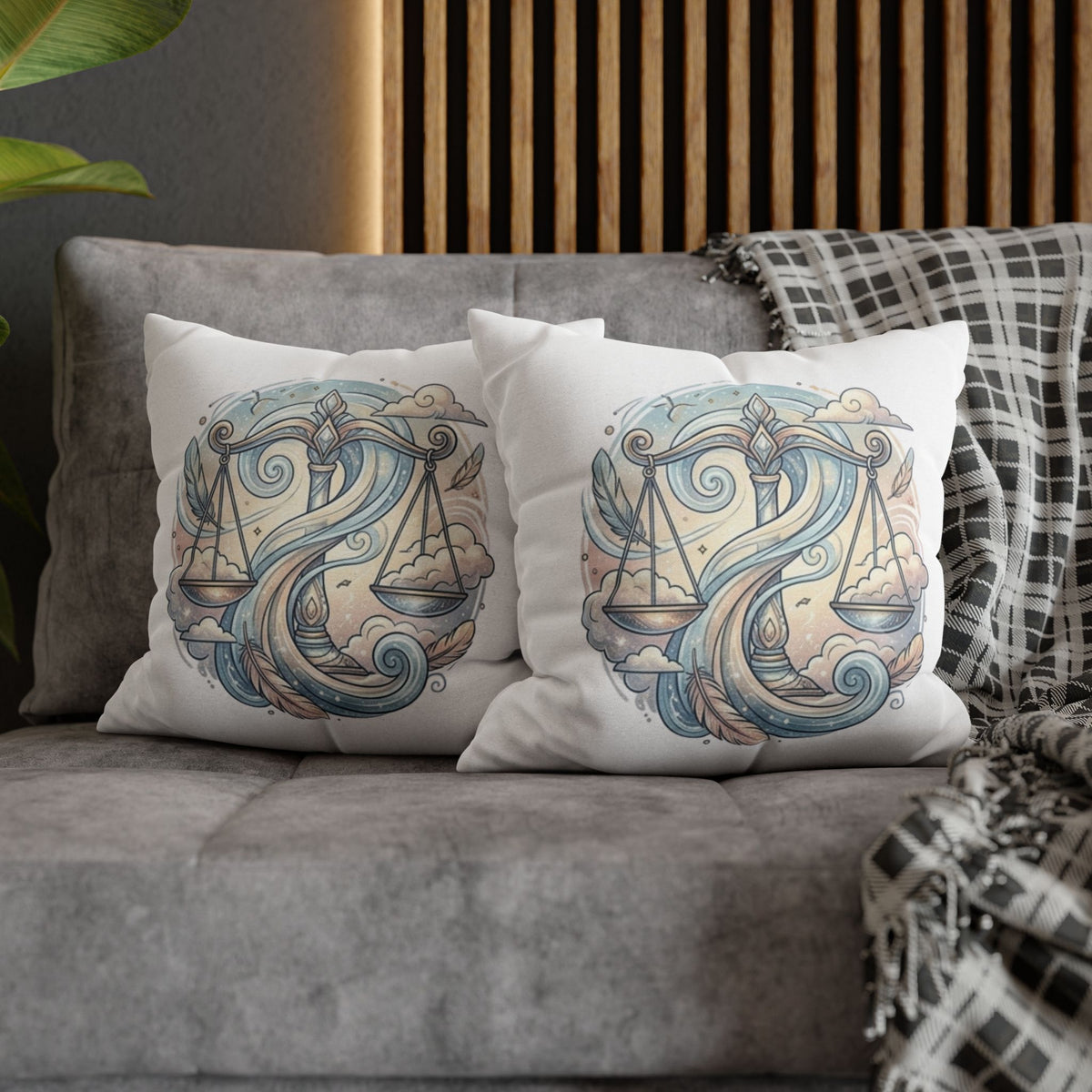 Libra Zodiac Throw Pillow pillowcase — Scales Astrology Decorative Pillowcase