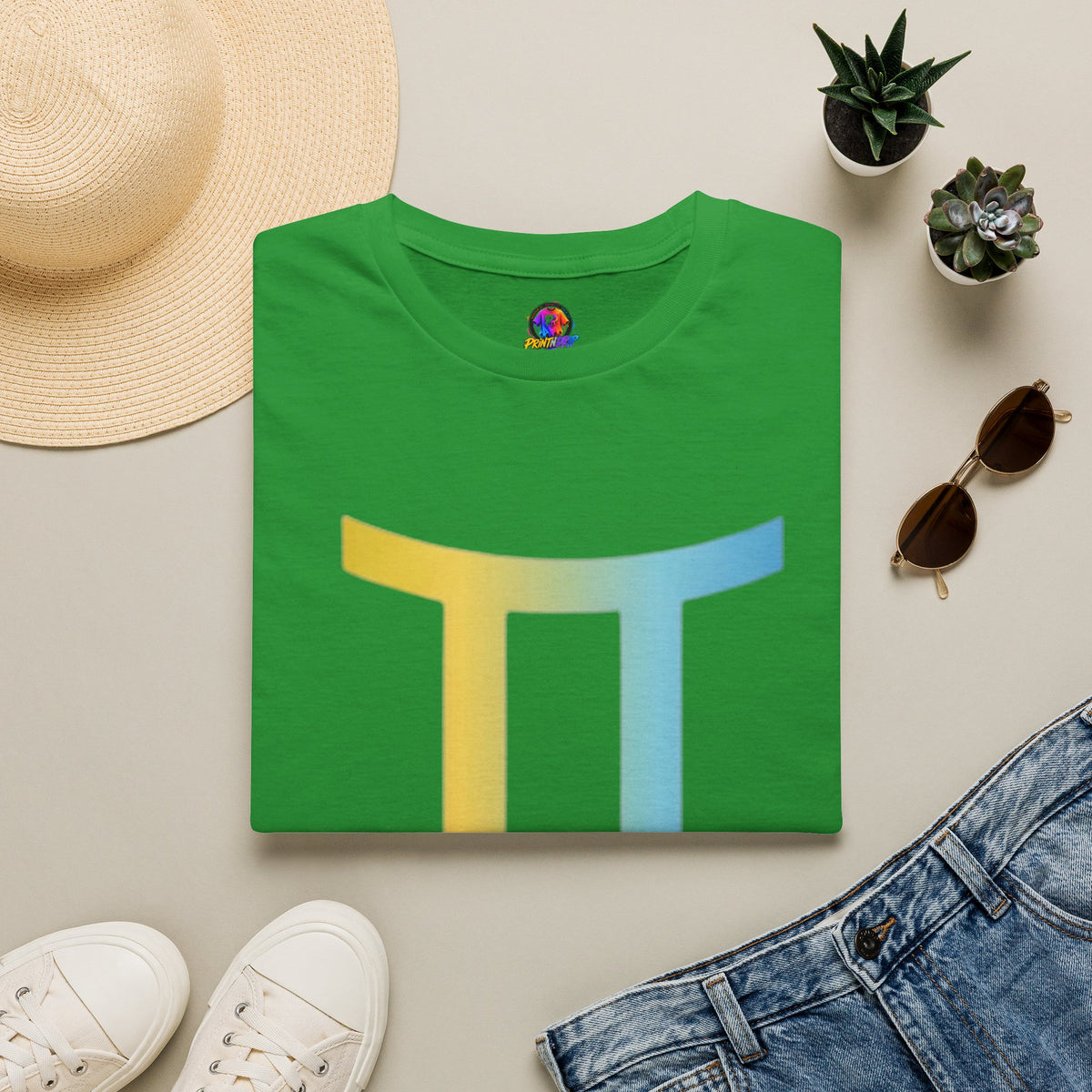 Gemini Drip Zodiac T-Shirt — Rainbow Gemini Symbol Tee