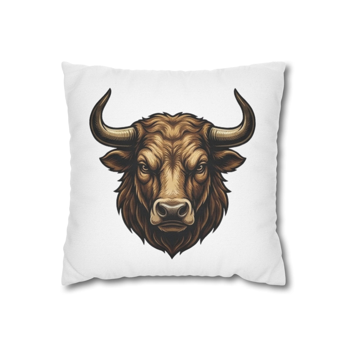 Taurus Bull Head Decorative Pillowcase — Rustic Farmhouse Toss Pillow Cover