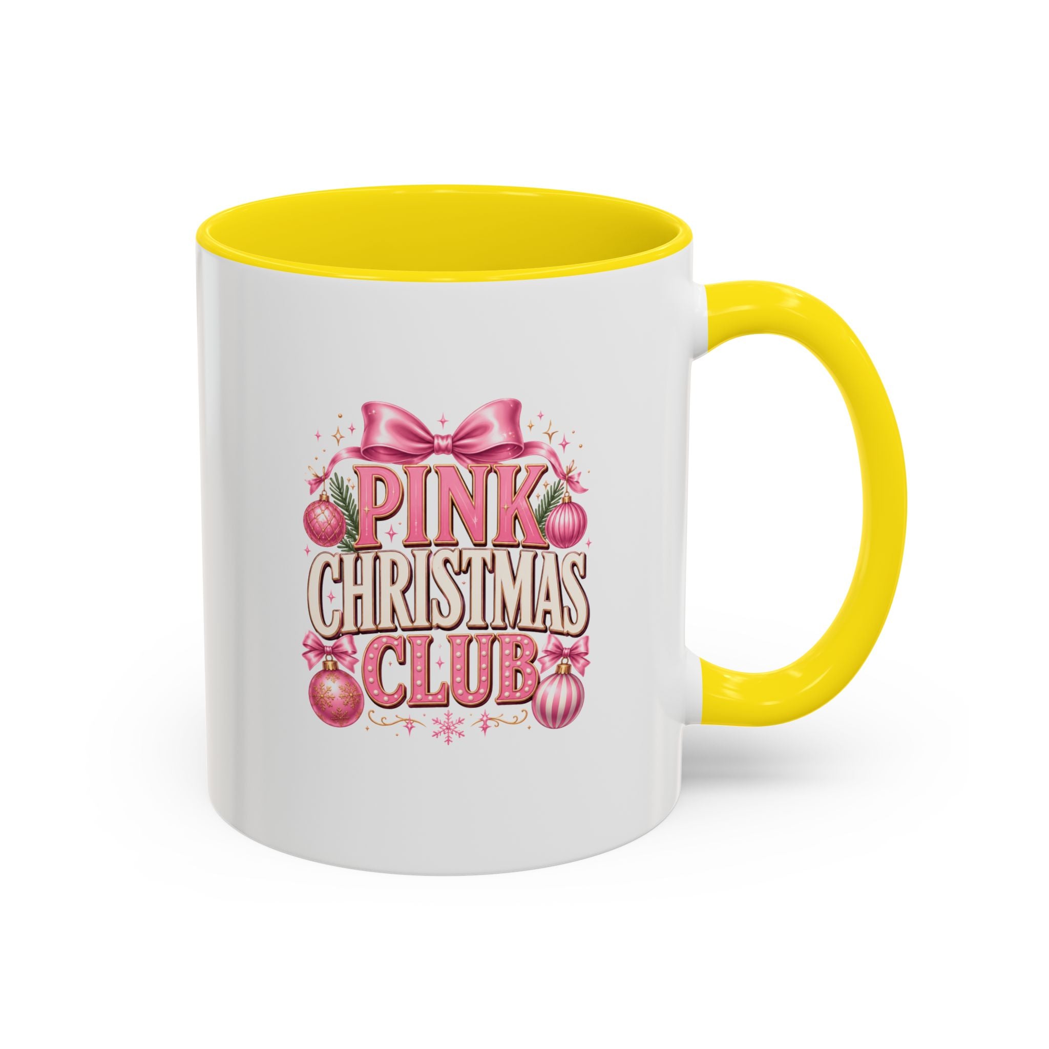 Pink Christmas Club Accent Coffee Mug — Festive Holiday Coffee Cup