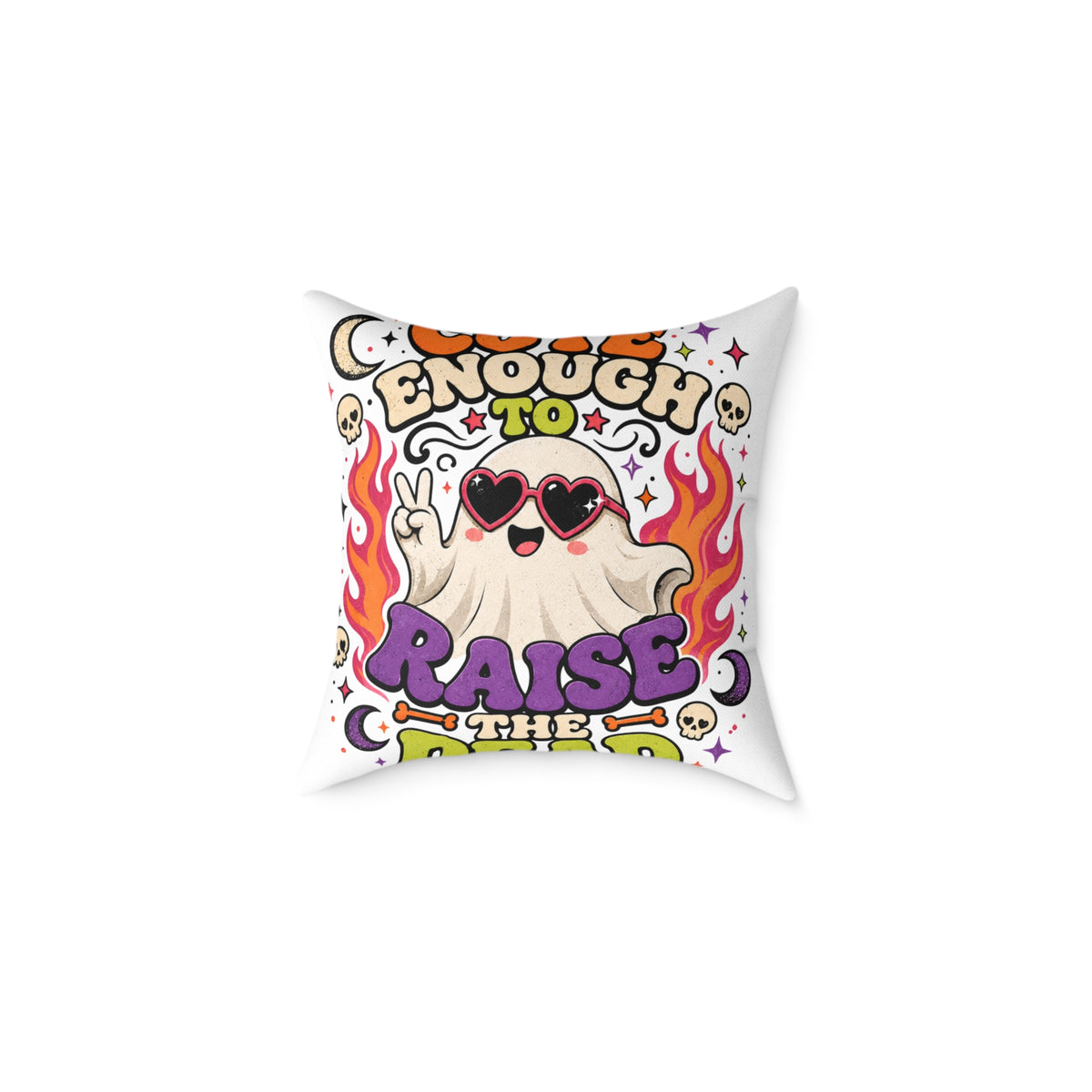 Halloween Pillow — 'Enough to Raise the Dead' Retro Ghost Decorative Throw Pillow