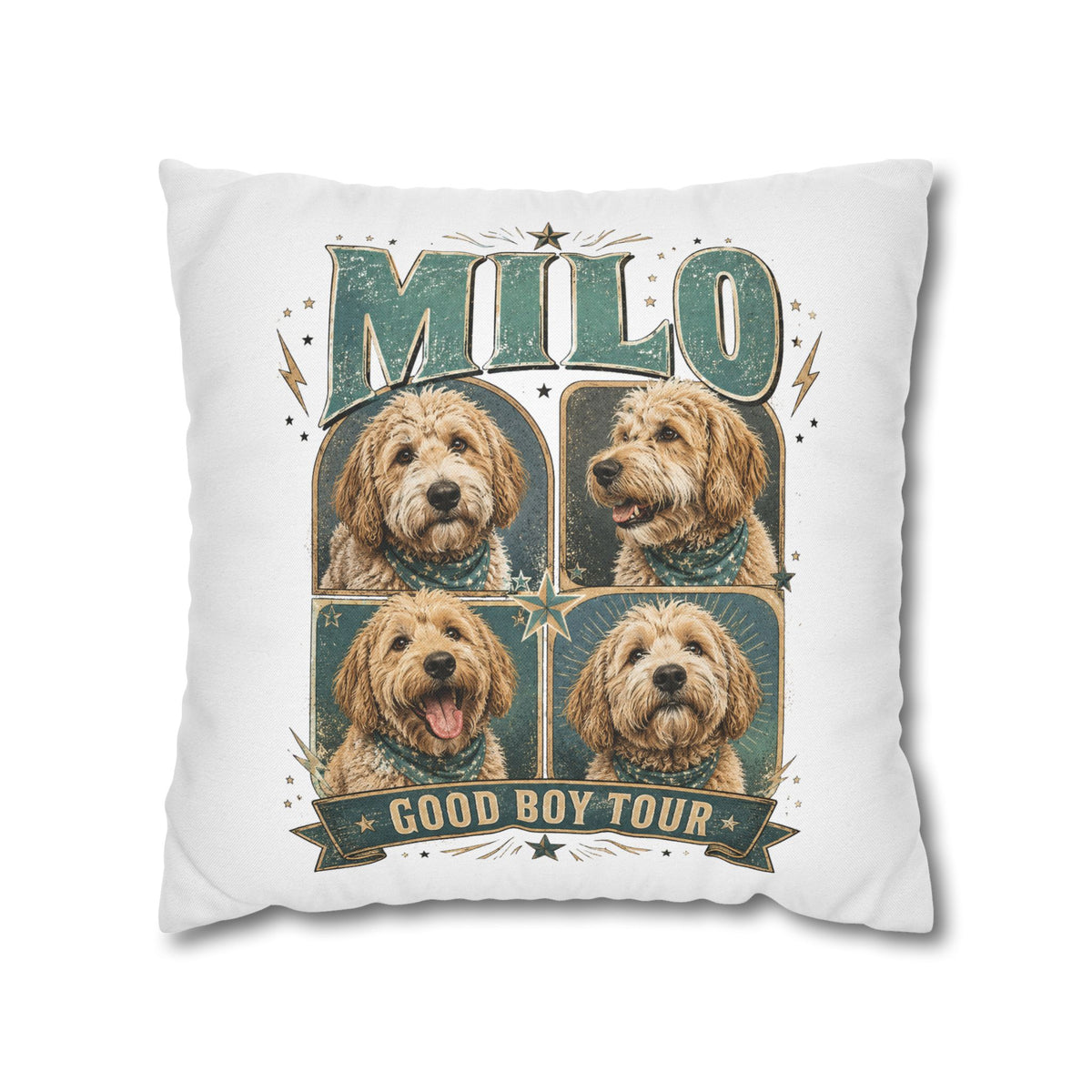 Milo "Good Boy Tour" Dog Photo Pillowcase Milo Bailey Dog Dad Mom