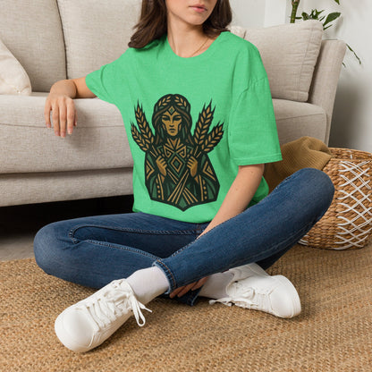 Harvest Goddess T-Shirt — Wheat Spirit Floral Pagan Shirt