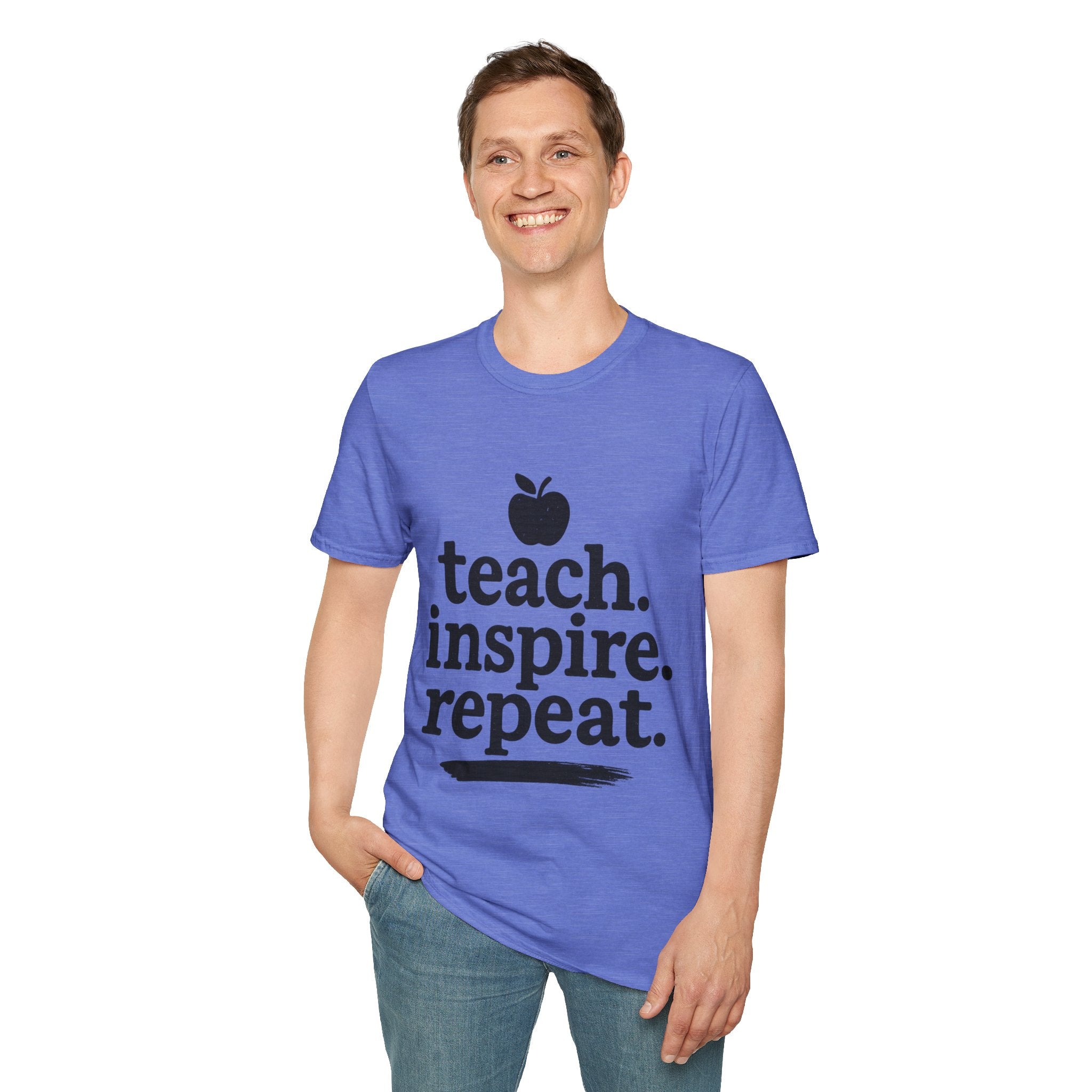 Teach. Inspire. Repeat. T‑Shirt — Teacher Apple Graphic Tee - Trending Now - August 2026 Trends - Everyday T-Shirt