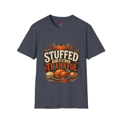 Stuffed and Thankful T-Shirt — Thanksgiving Pumpkin Fall Graphic Tee