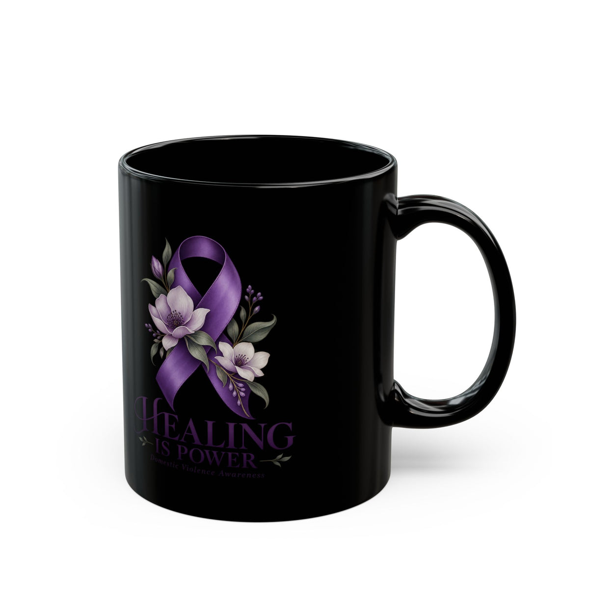 Healing Has Power Purple Ribbon Domestic Violence Awareness Mug