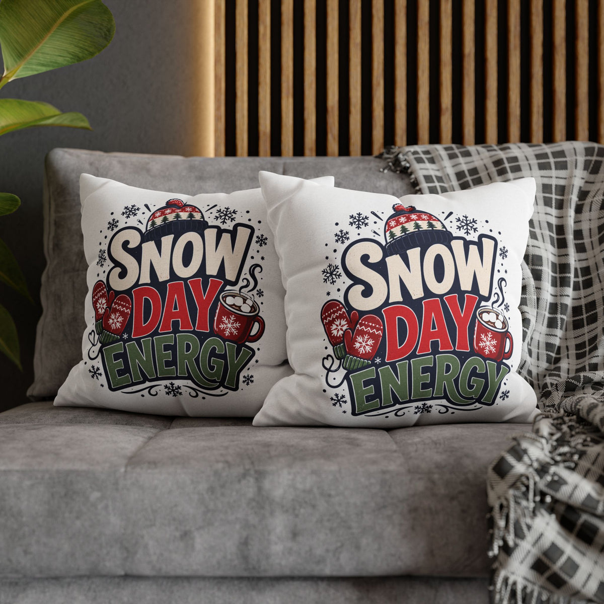 Christmas Snow Day Energy Pillowcase — Cozy Winter Decorative Throw Pillow Cover
