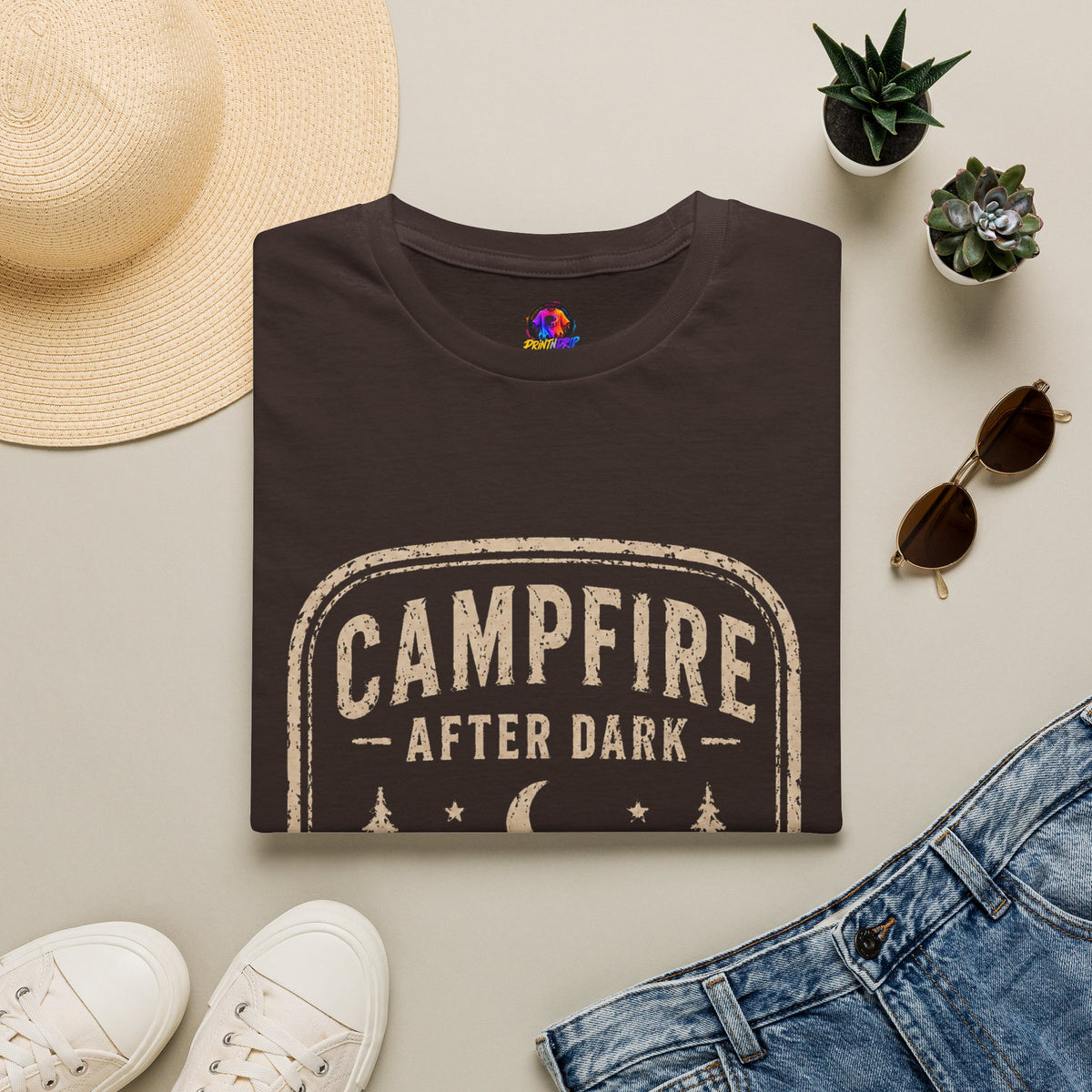 Campfire After Dark T-Shirt — Vintage Camping Graphic Tee