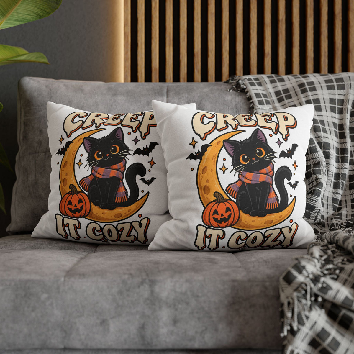 Creep It Cozy Halloween Cat Pillowcase