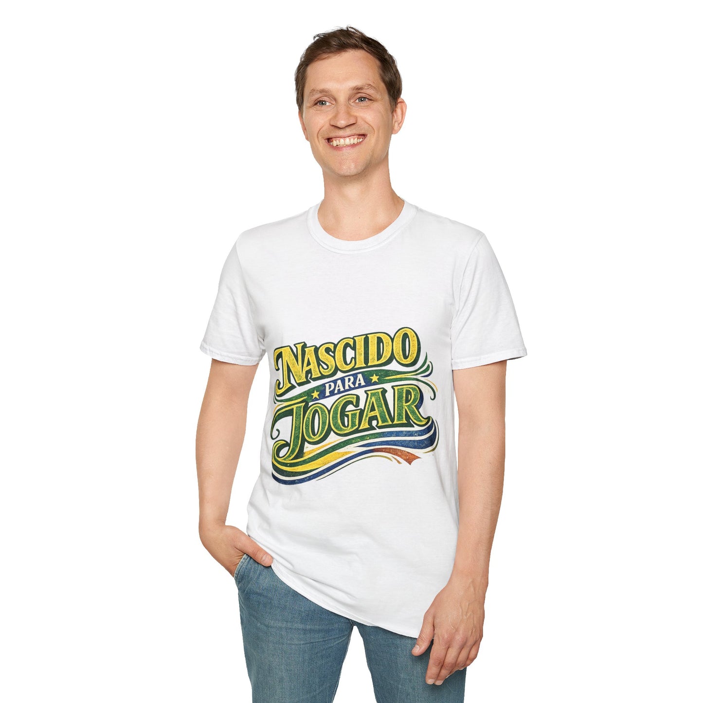 Brazil T‑Shirt — Nascido Para Jogar Vintage Brazilian Soccer Graphic Tee