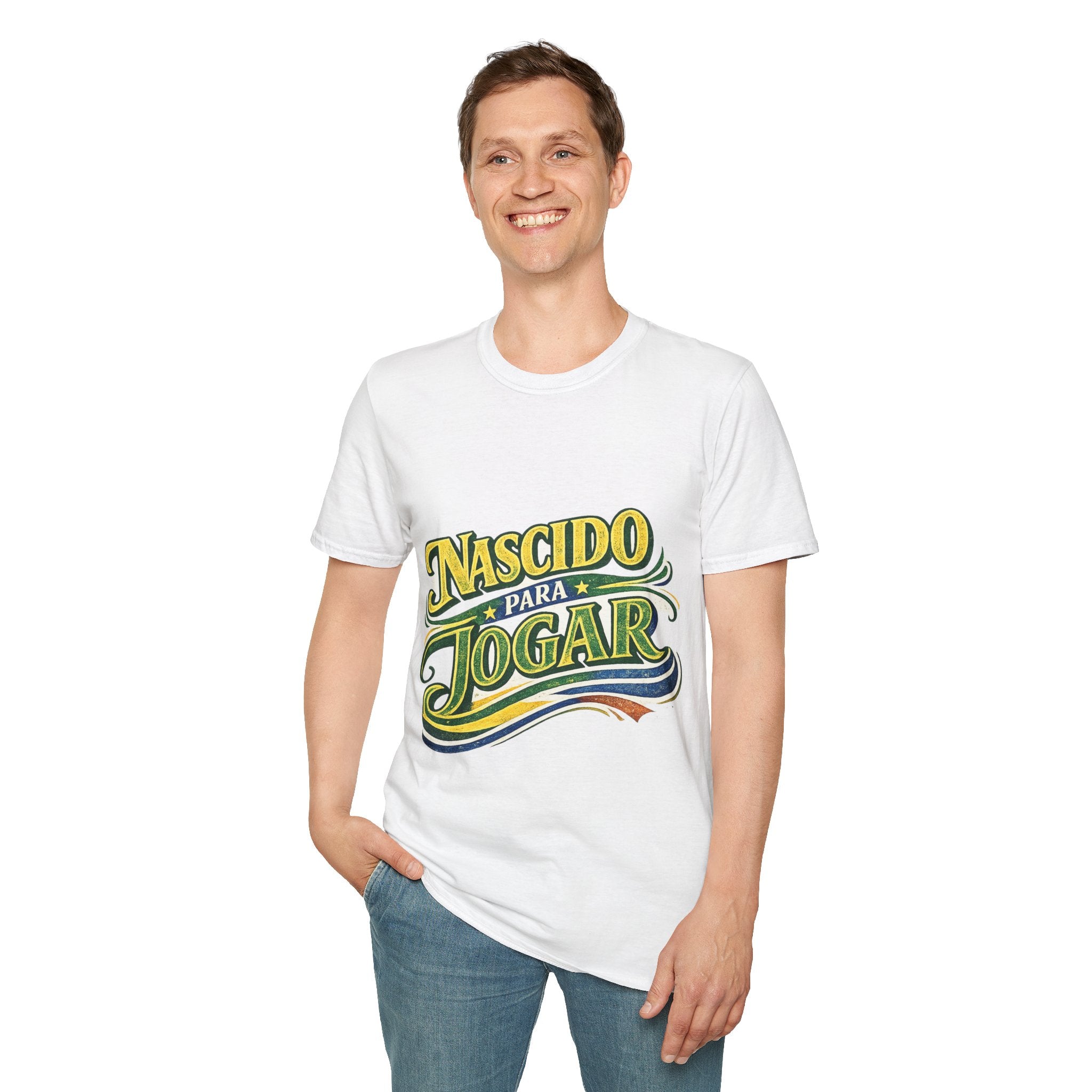 Brazil T‑Shirt — Nascido Para Jogar Vintage Brazilian Soccer Graphic Tee