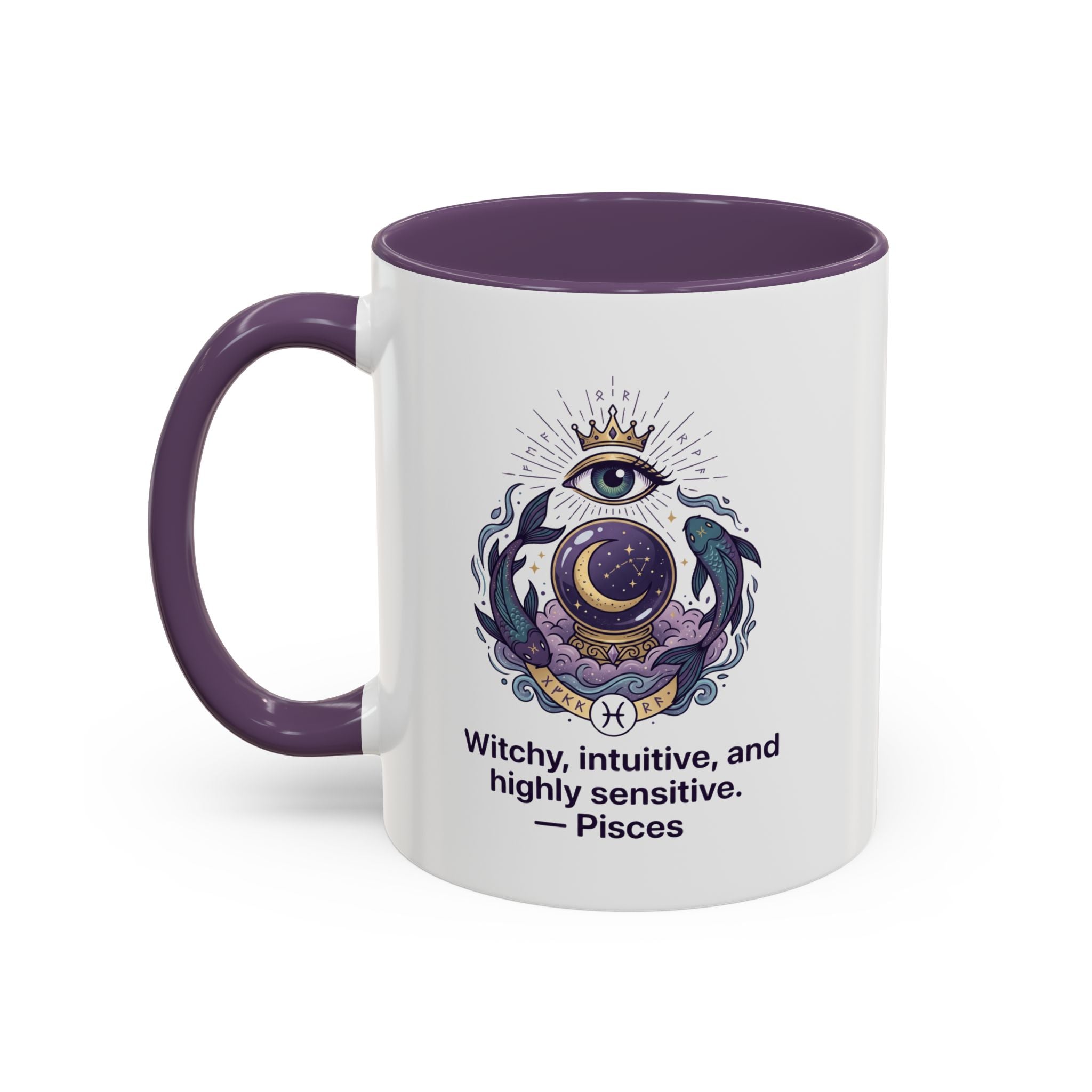 Pisces Witchy Accent Mug — "Witchy, intuitive, and highly sensitive" Astrology Coffee Cup (11/15oz)