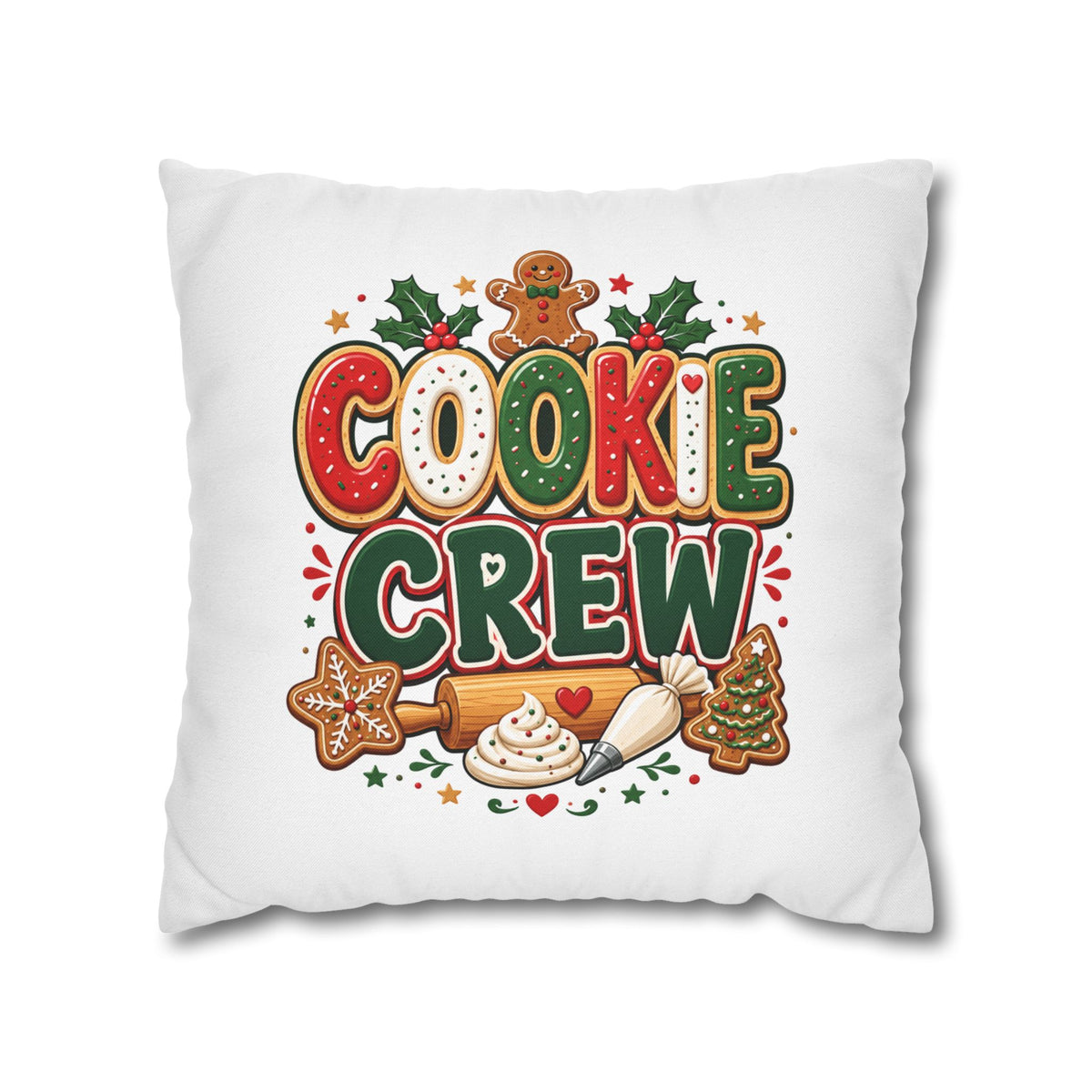 Christmas Cookie Crew Holiday Pillow — Festive Baking Christmas Throw Pillowcase