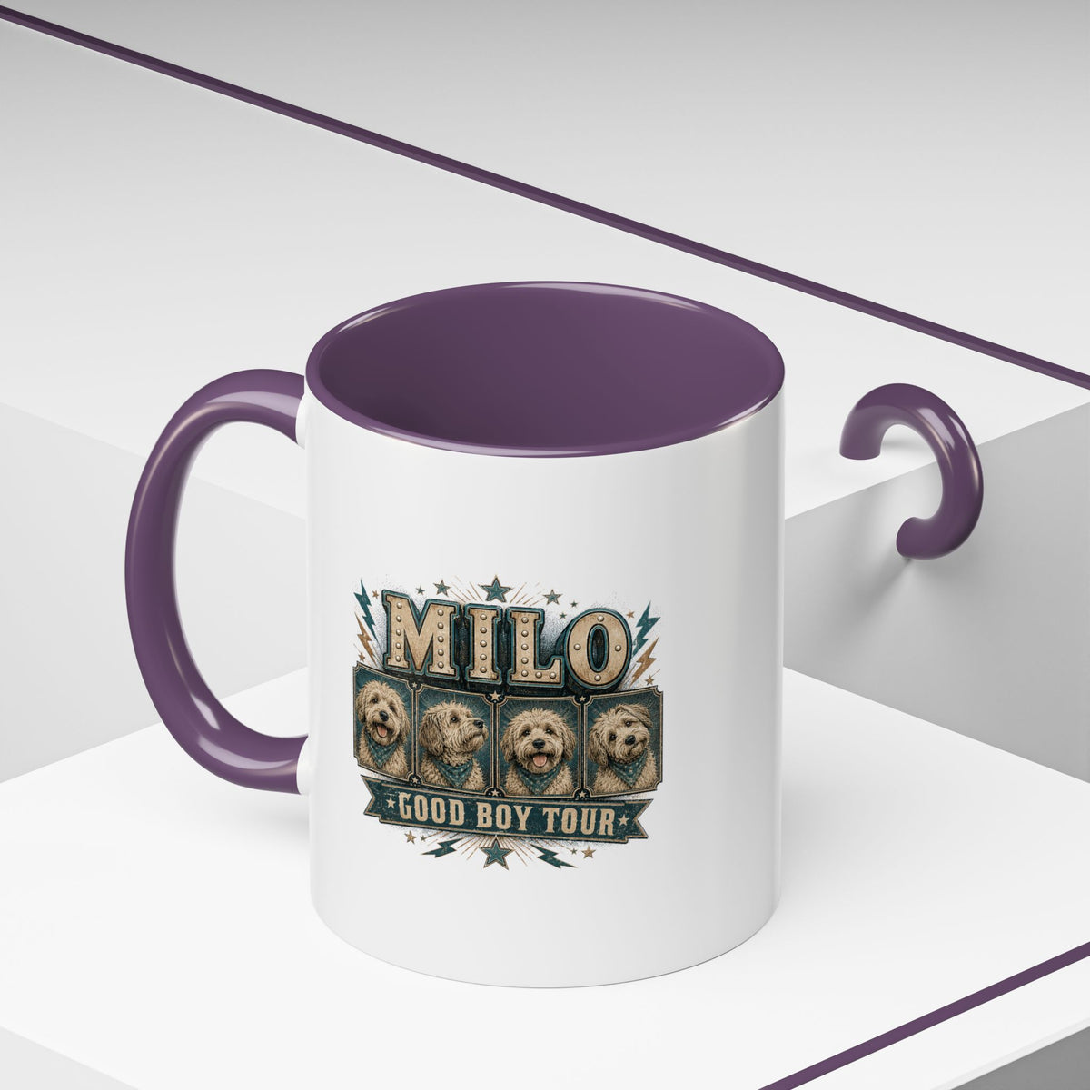 Milo Bailey Dog Dad Mom Milo 'Good Boy Tour' Accent Coffee Mug — Personalized Dog Lover Gift