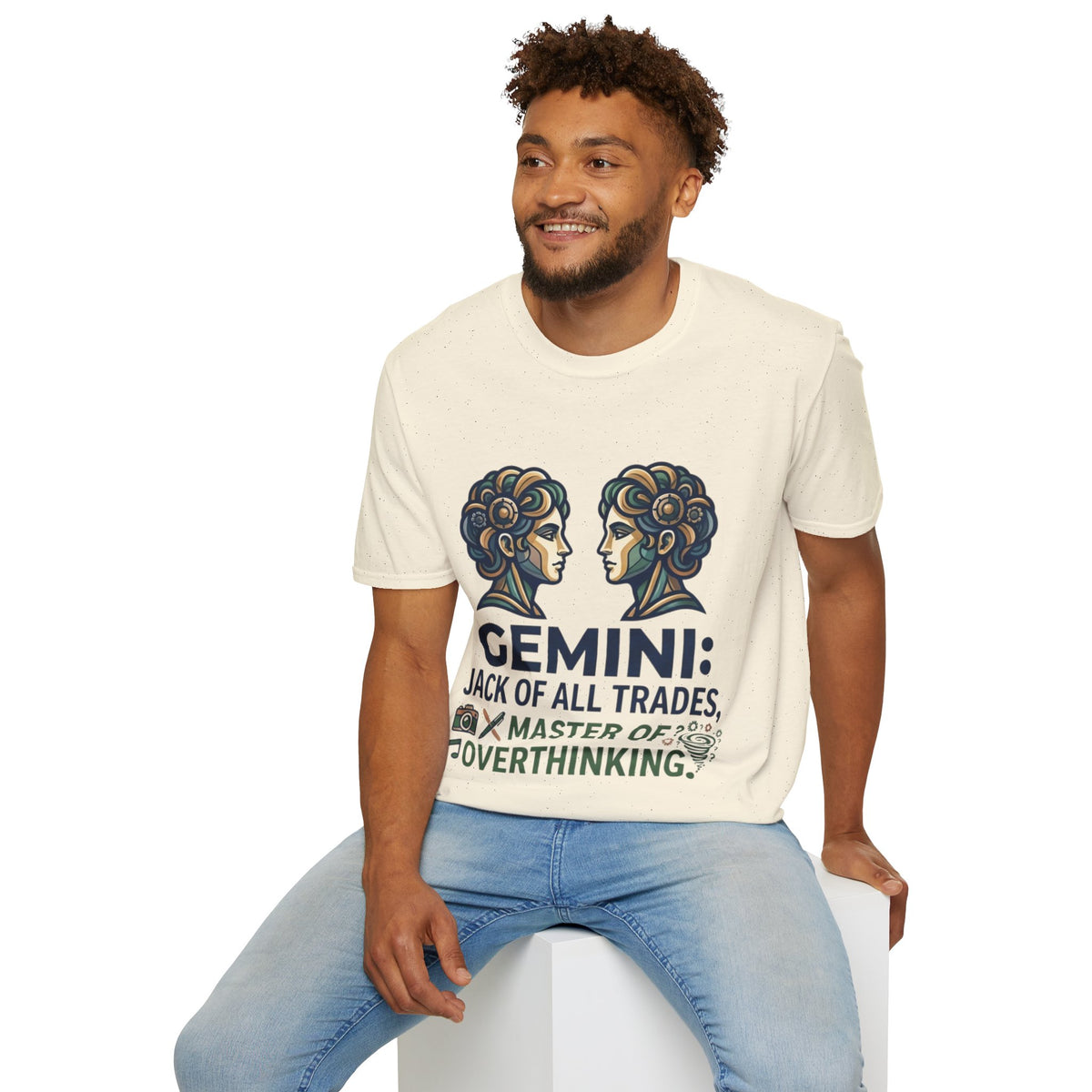 Gemini Zodiac T‑Shirt — Vintage Twins Astrology Tee ("Gemini: Jack of All Trades")
