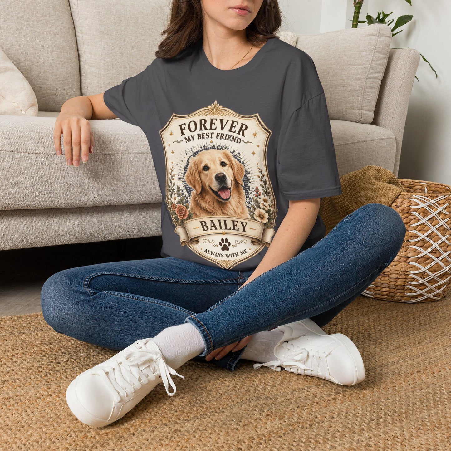 Dog Memorial T-Shirt — "Forever My Best Friend" Personalized Golden Retriever Tribute